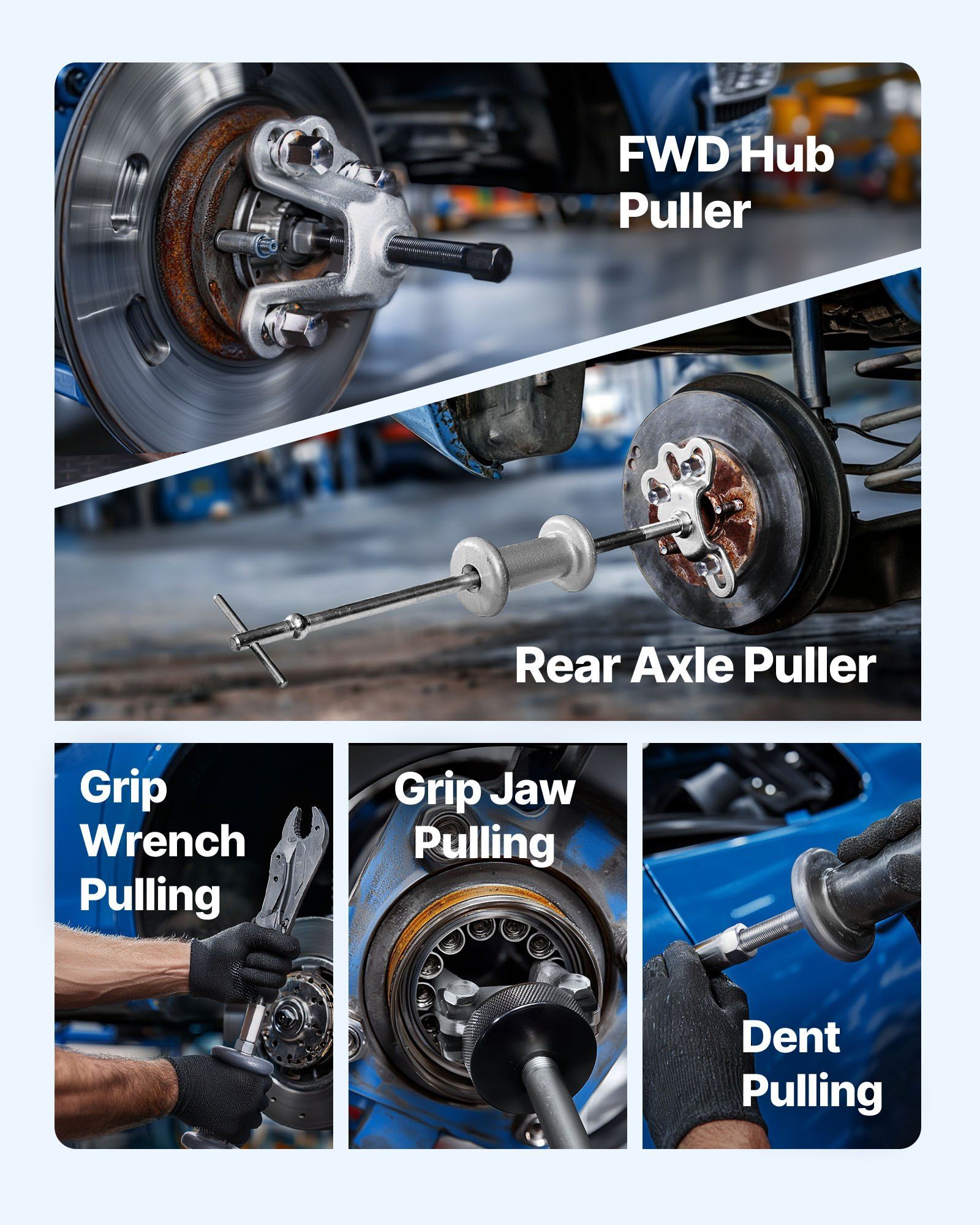9-Way Slide Hammer Puller Set, 15PCS Front Wheel Hub Bearing Remover & Rear Wheel Axle Hub Dent Shaft Puller Tool Kit, Axle Bearing Puller Tool Kit and Slide Hammer Remover Set with Carry Box - Image 6