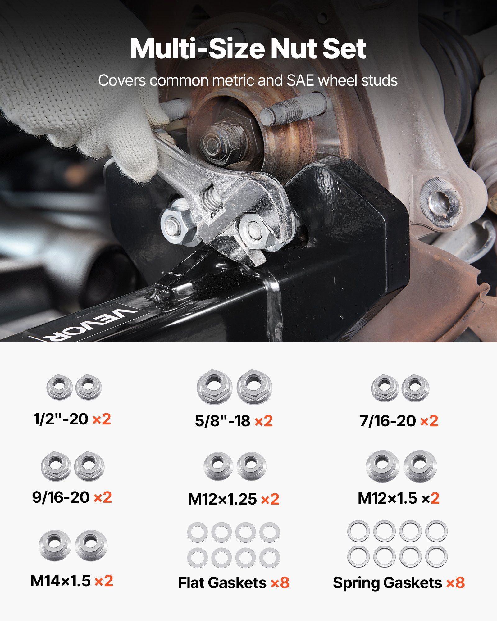 Wheel Bearing Hub Removal Tool Kit, Compatible with All Axle Bolt Hubs 5, 6, 8 Lug Hubs Buster Puller, Universal Wheel Hub Shocker, Wheel Hub Buster Tool with Nuts & Washers for Sedan SUV Truck - Image 3