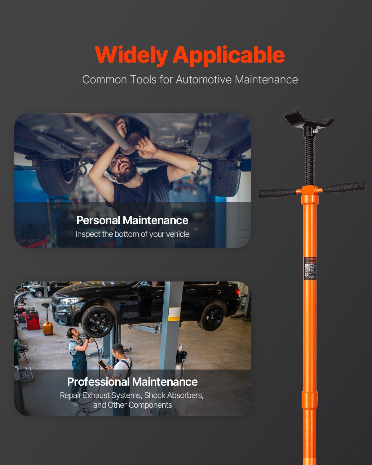 Underhoist Support Stand, 3/4 Ton Capacity Under Hoist Jack Stand, Lifting from 52.8 to 76 in, Self-Locking Threaded Screw, Bearing Mounted Spin Handle Pole Jack, Support Vehicle Components - Image 6