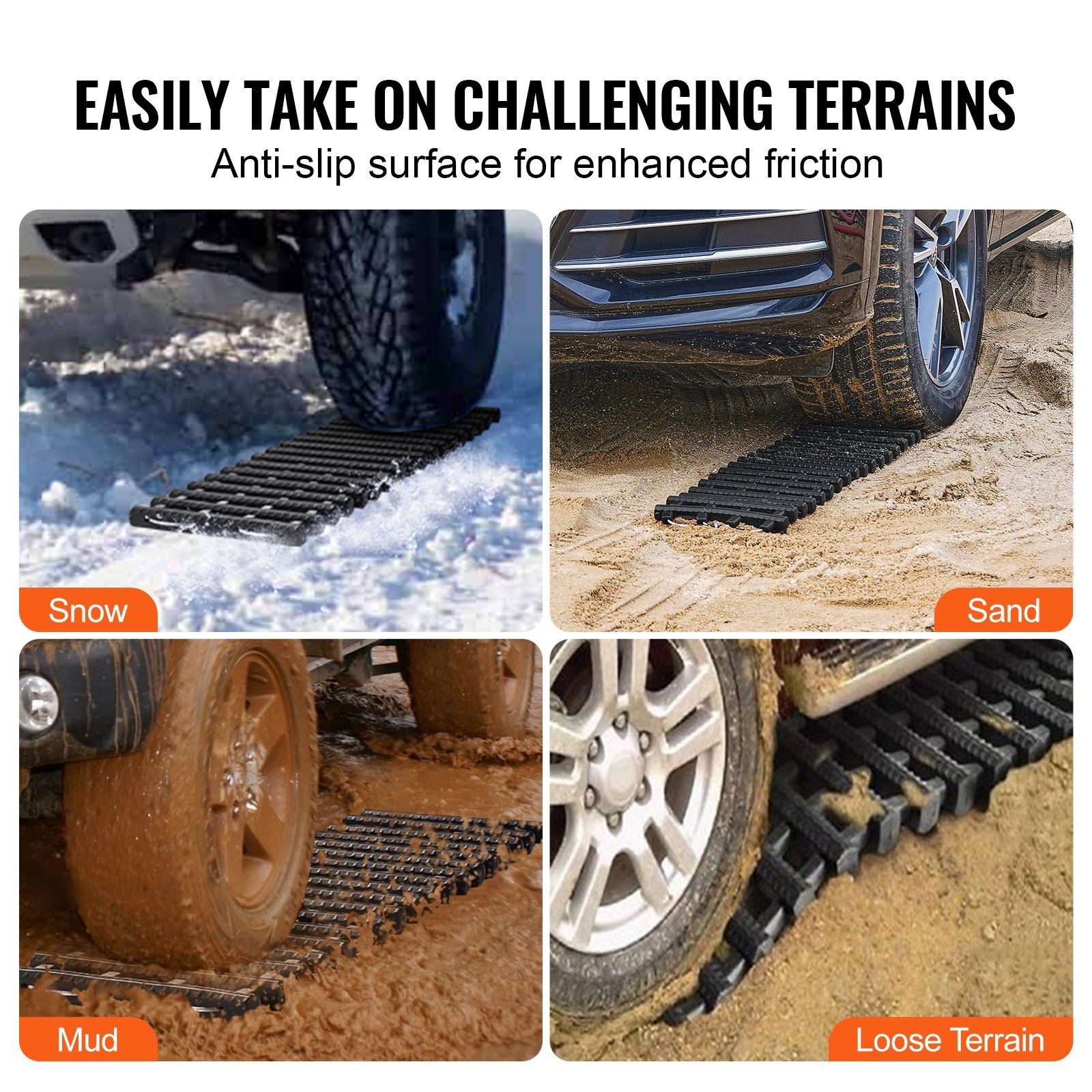 7 TON Traction Boards with TPR Material, Recovery Boards for Off-road Vehicles/Cars/Pickups/SUVs/RVs, Pair Tire Traction Mats on Snow, Sand, Mud and Loose Terrain, Storage Bags, Short, Black - Image 4