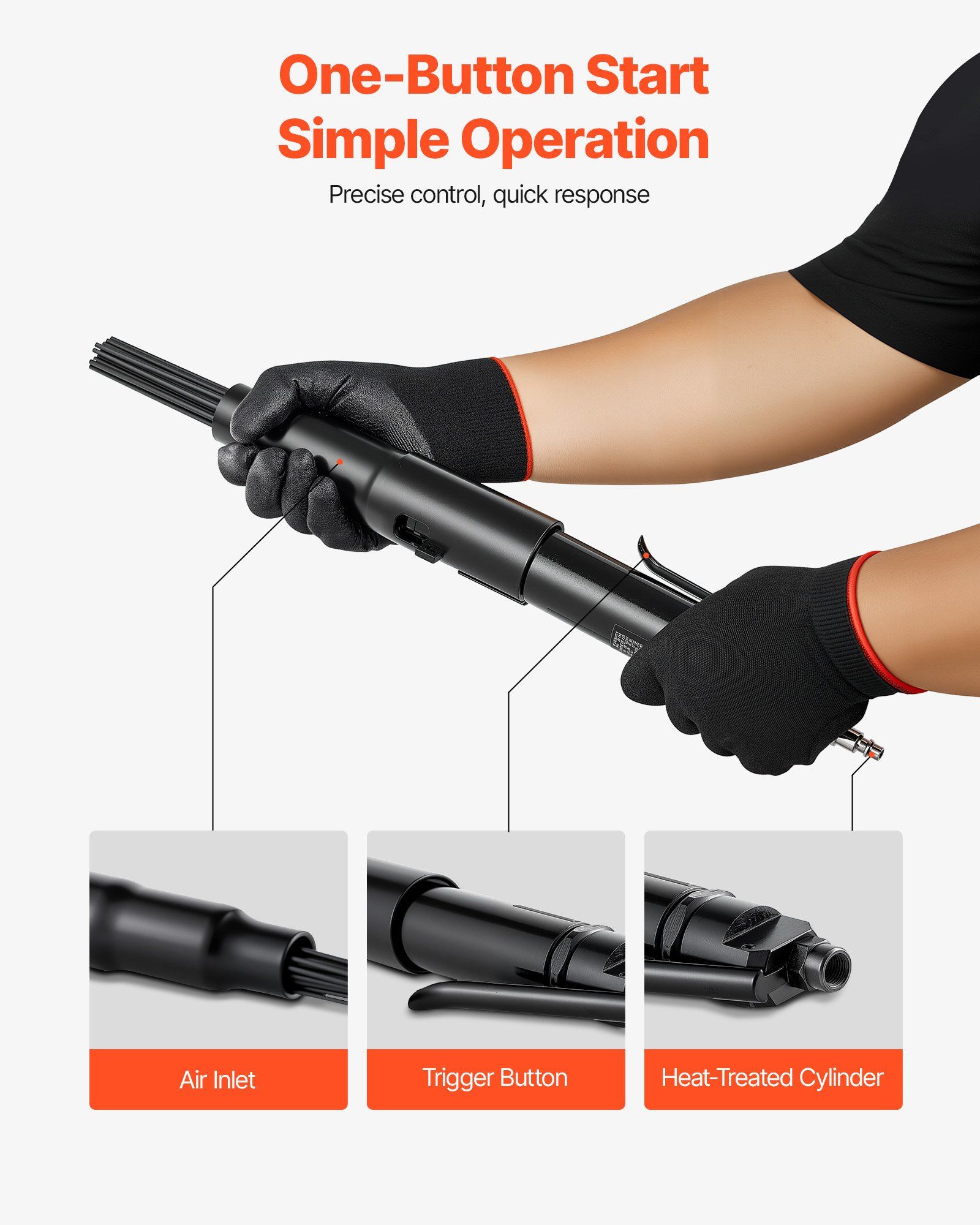 Air Needle Scaler, 3400BPM Pneumatic Scaler for Rust Paint Removal - with 3-Speed Adjustment, 19 Hardened Needles & 3 Air Nozzle Connectors - Lightweight, Compact & Ergonomic Grip - Image 4