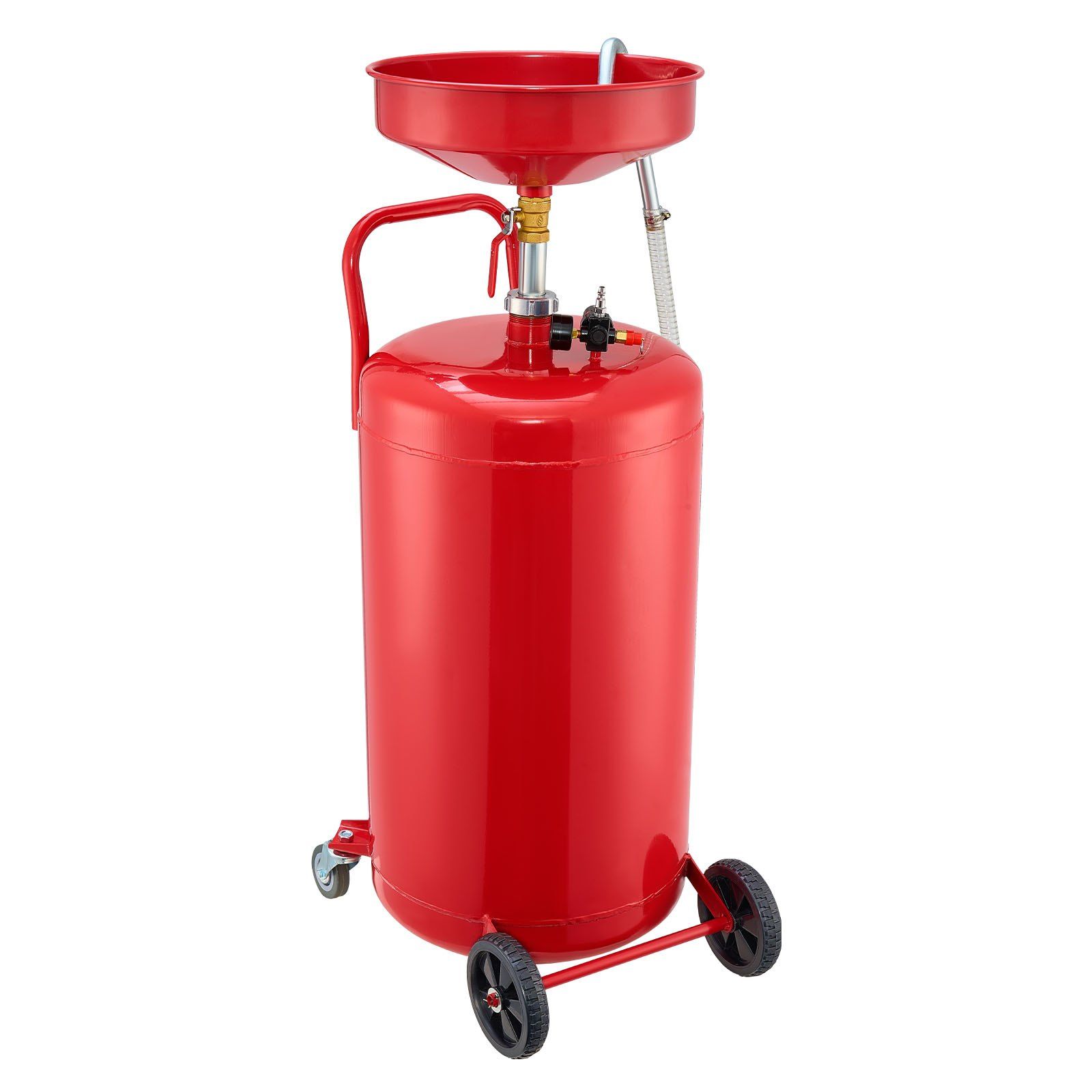 95L Waste Oil Drain Tank, Air Operated Portable Oil Drainer with Adjustable Funnel Height, Industrial Fluid Drain Tank with Wheels, Fluid Fuel Transfer Drainage for Auto Repair Shops, Red - Image 1
