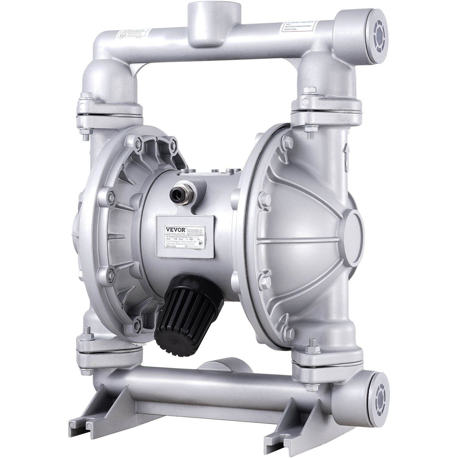 Air Operated Double Diaphragm Pump, 44GPM, Max 115PSI Air Waste Oil Pneumatic Transfer Pump with 2 Extra Diaphragms, 3.8cm Inlet & Outlet Aluminum Alloy Diaphragm Pump for Diesel Grease Oil - Image 1