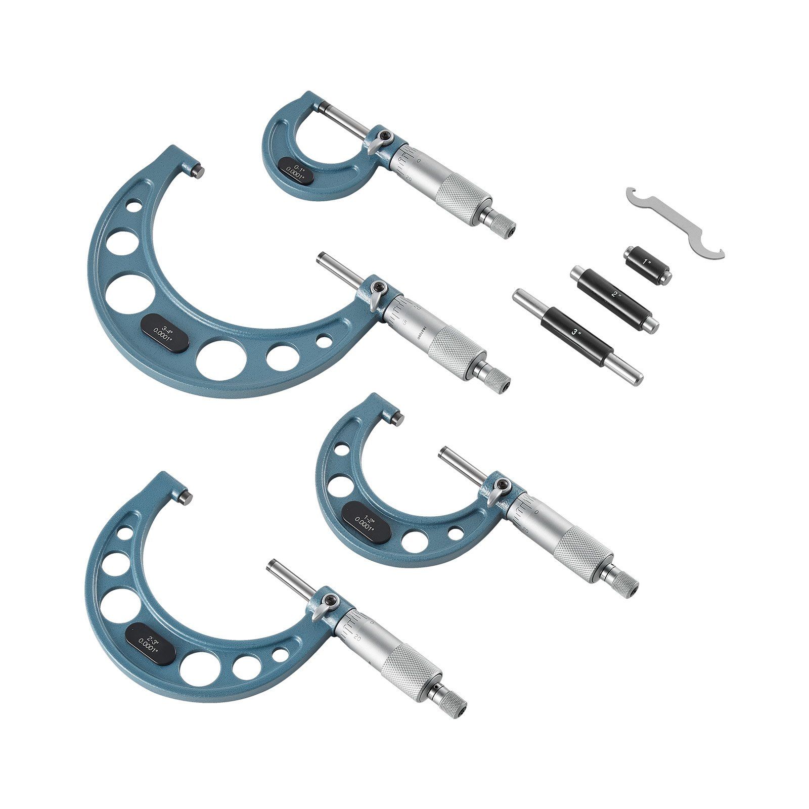 4 PCS Micrometer Set, 0–1/1–2/2–3/3–4 in Machinist Outside Micrometer, Ultra-Precision Accuracy, Professional Machinist Tools with Protective Case, for Metalworking & Engineering - Image 1