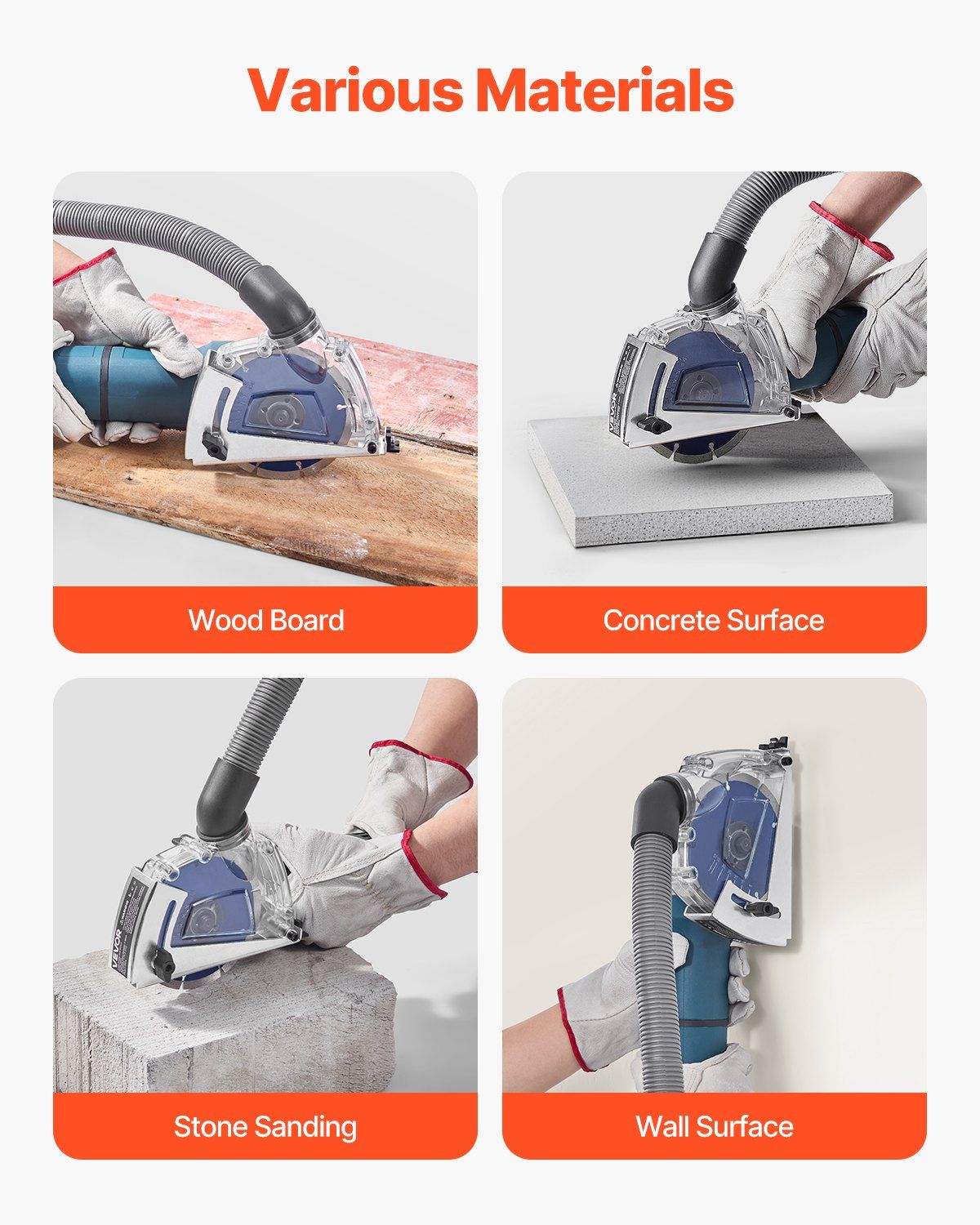 Cutting Dust Shroud for Angle Grinders, 100-125 mm Angle Grinder Dust Shroud with 6 Clamping Washers & 125 mm Diamond Grinding Cup Wheel, Adjustable Cutting Depth, Connect to Vacuum Cleaner - Image 6
