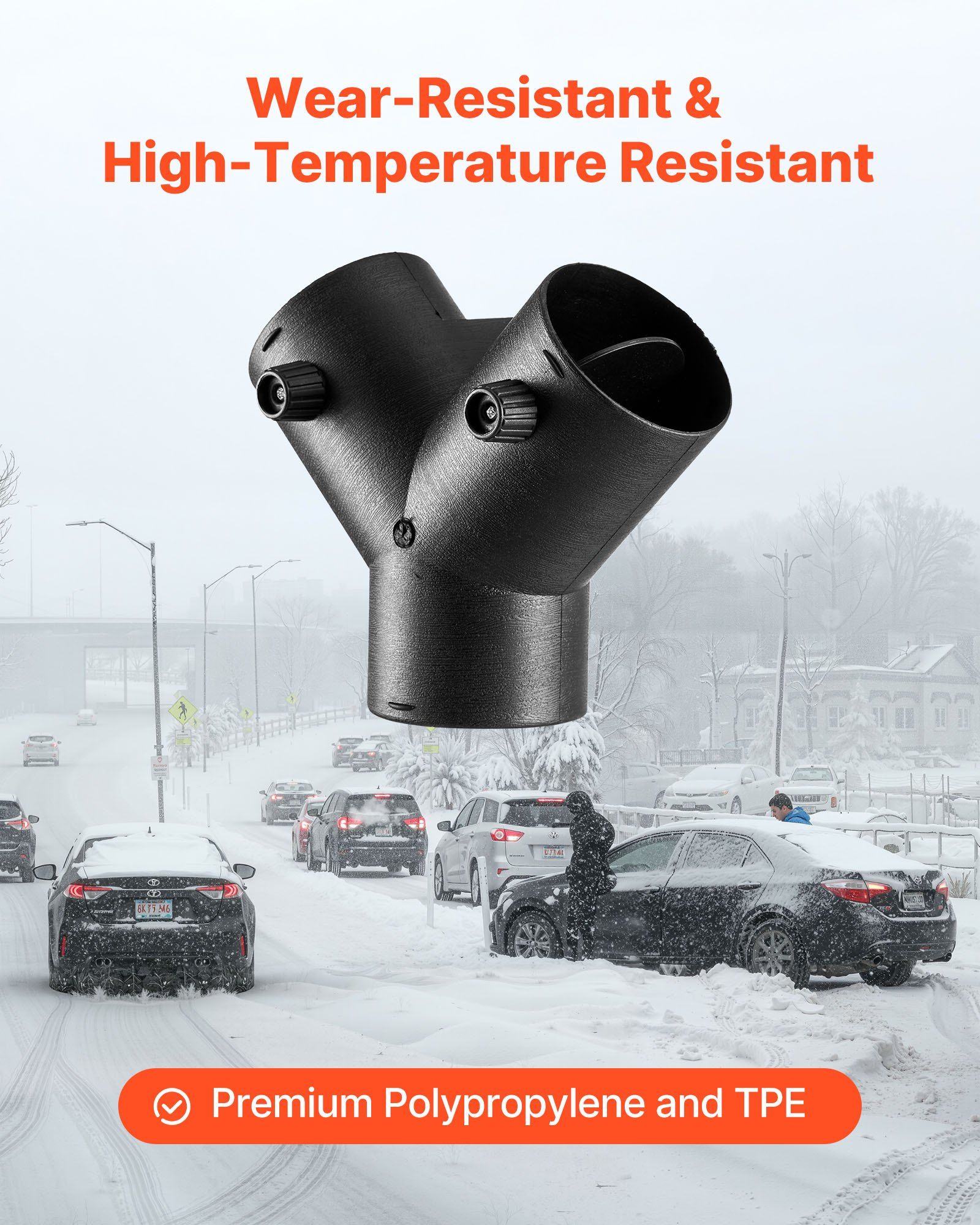 Diesel Heater Connector, 75mm Diesel Heater Duct Connector Accessories, 3-Way Y Branch Diesels Heaters Air Vent Duct with 2 90° Rotatable Valves, Black Joint Connectors for 2KW 5KW 8KW Heaters - Image 6