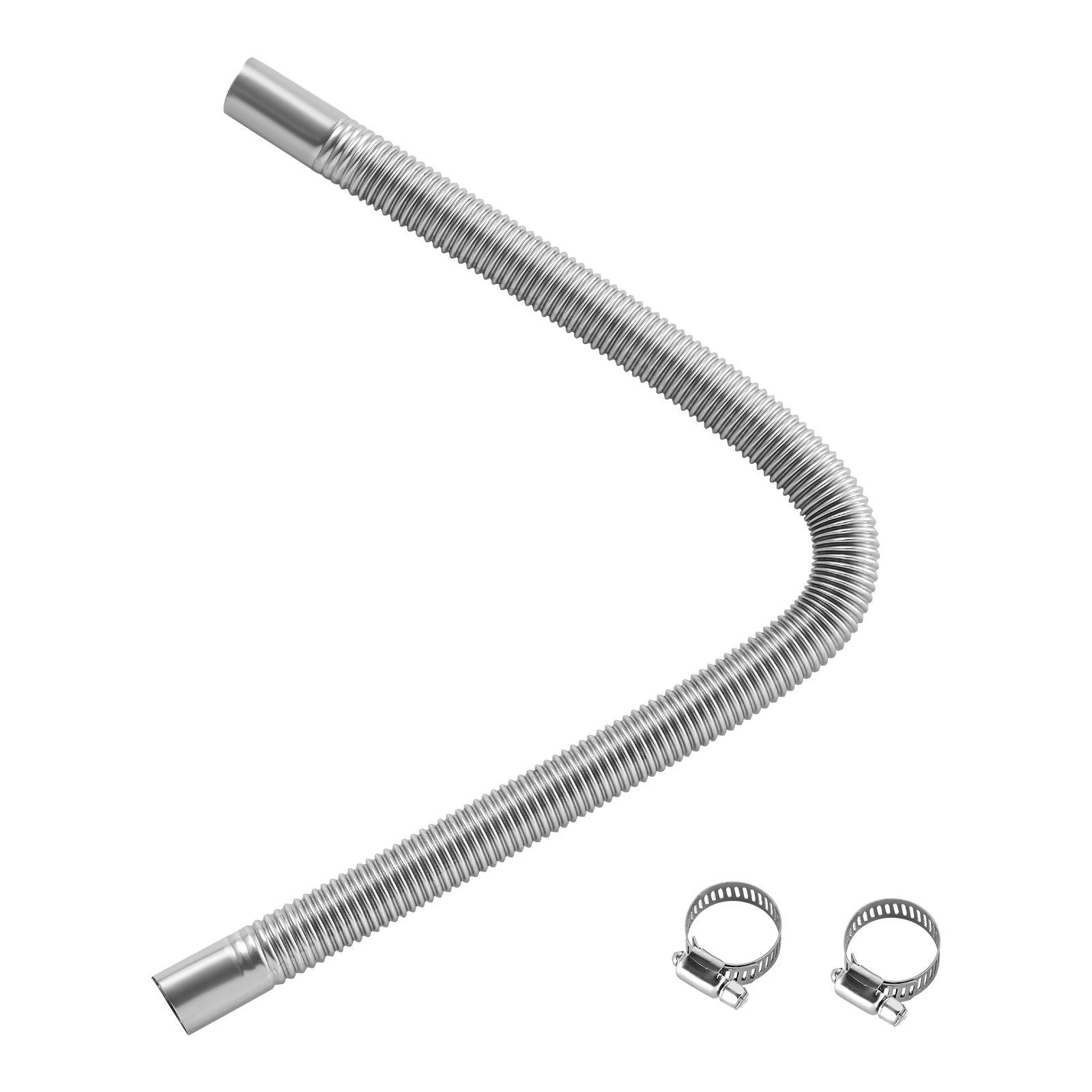 Exhaust Hose, 600mm Diesel Heater Flexible Exhaust Pipe, Stainless Steel Exhausts Hoses with 2 Hose Clamps, Air Diesel Parking Heater Exhausts Hoses Line for 2KW 5KW 8KW Diesels Heaters - Image 1