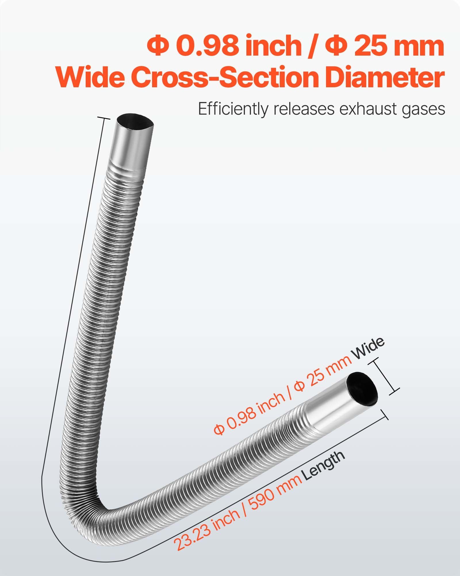 Exhaust Hose, 600mm Diesel Heater Flexible Exhaust Pipe, Stainless Steel Exhausts Hoses with 2 Hose Clamps, Air Diesel Parking Heater Exhausts Hoses Line for 2KW 5KW 8KW Diesels Heaters - Image 4