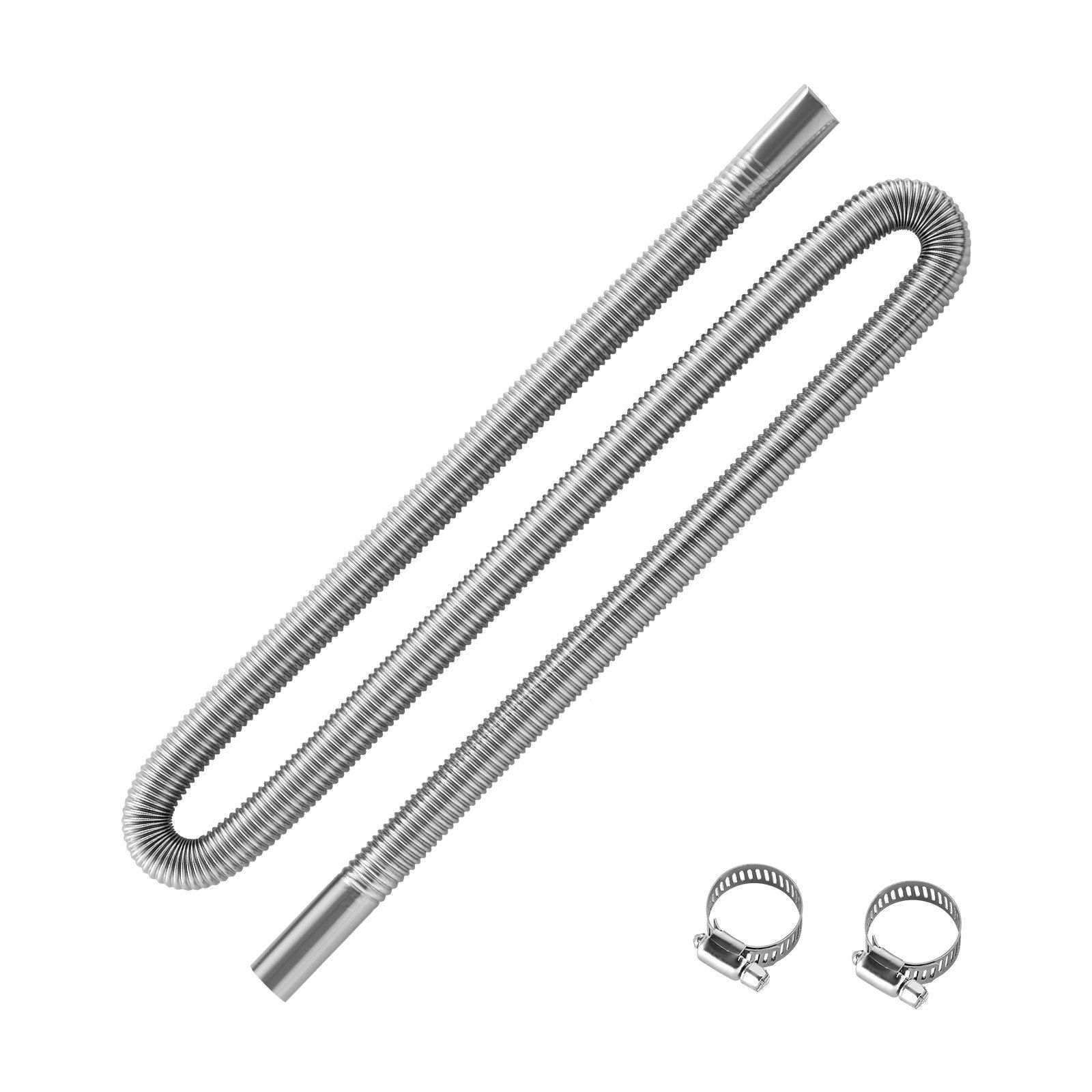 Exhaust Hose, 1490mm Stainless Steel Exhausts Hose, Diesel Heater Flexible Exhaust Pipe with 2 Hose Clamps, Exhausts Hoses Kit Diesel Heater Accessories for 2KW 5KW 8KW Diesels Heaters - Image 1