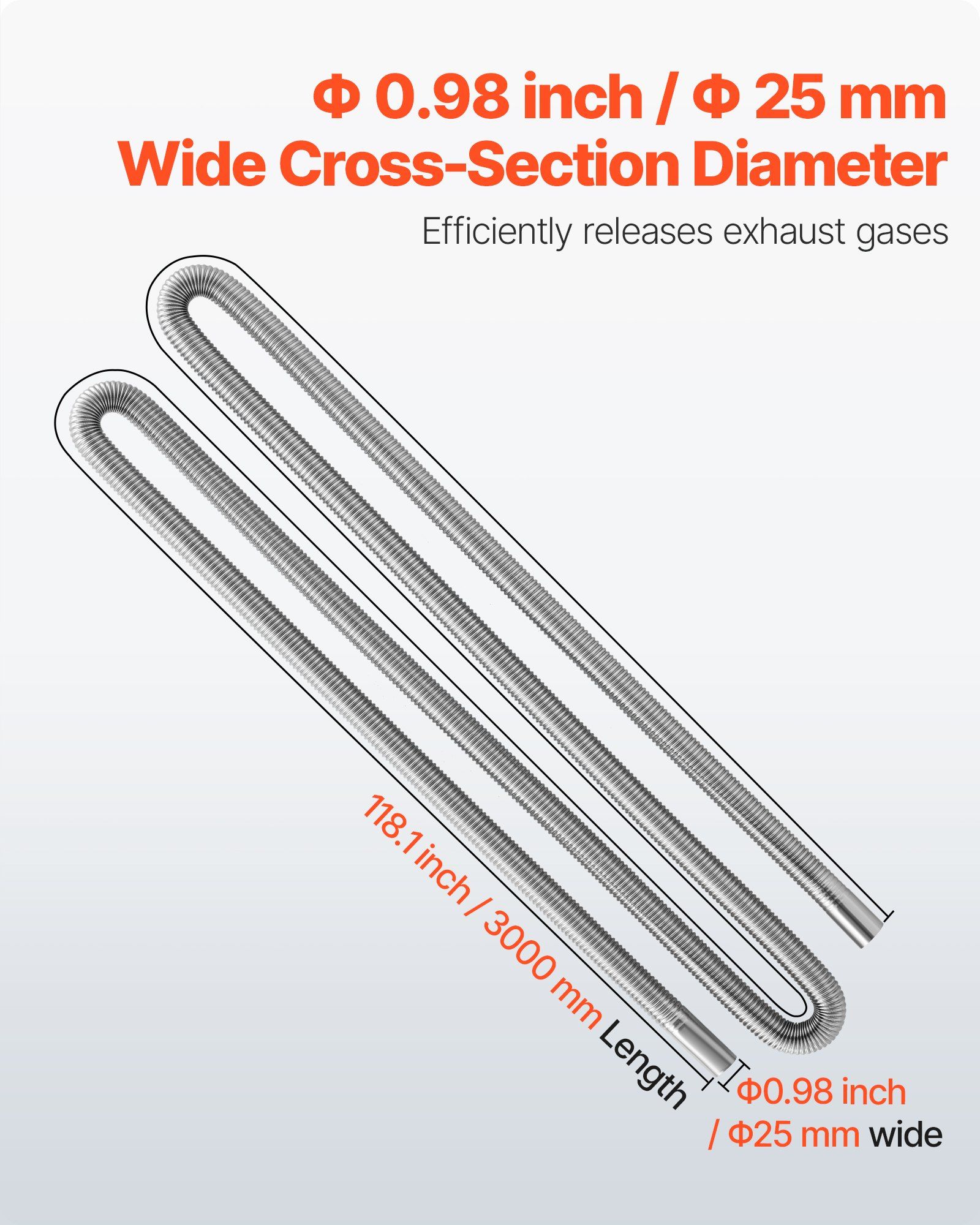 Exhaust Hose, 3000mm Stainless Steel Exhausts Hose, Diesel Heater Flexible Exhaust Pipe with 2 Hose Clamps, Exhausts Hoses Kit Diesel Heater Accessories for 2KW 5KW 8KW Diesels Heaters - Image 4