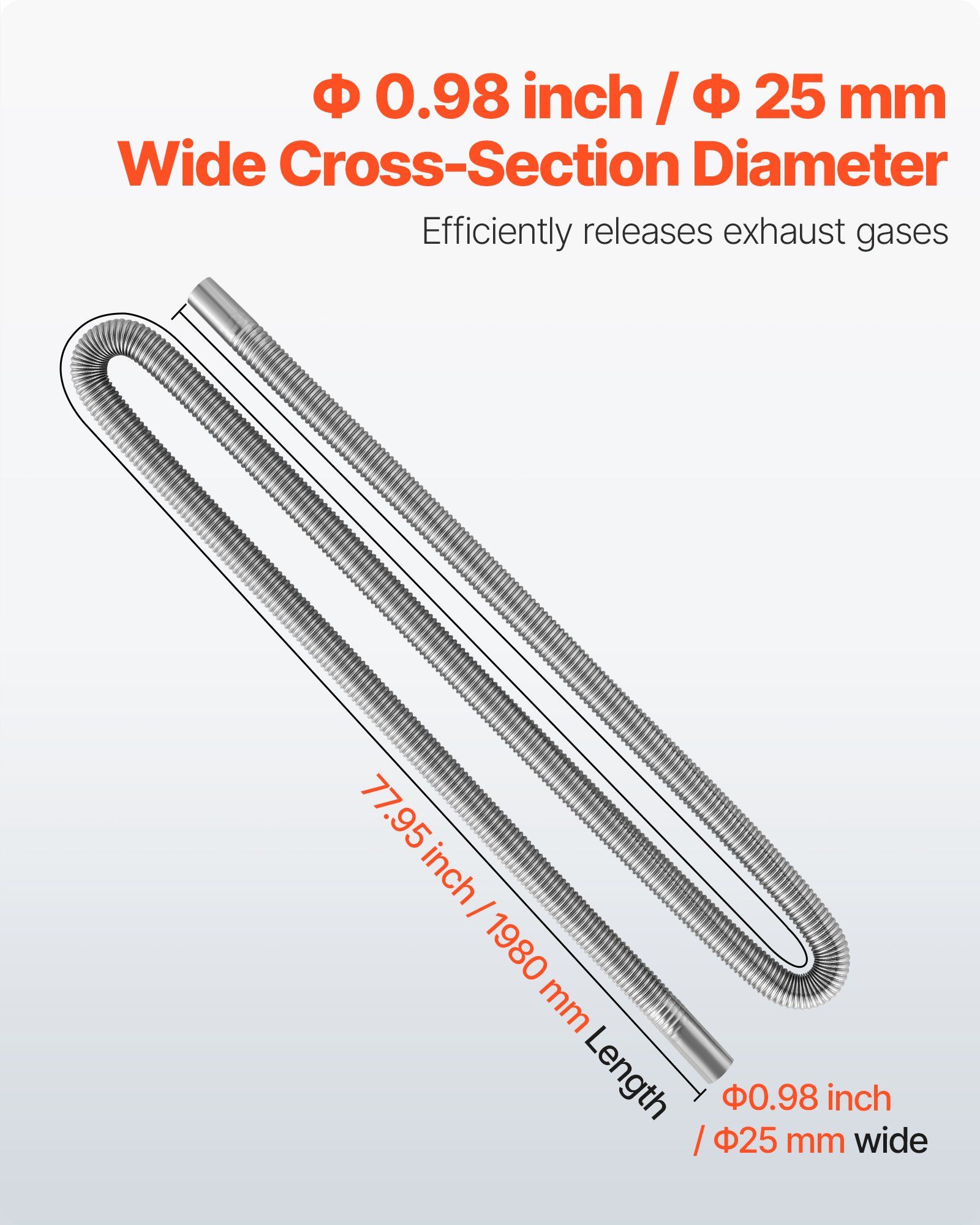 Exhaust Hose, 1980mm Stainless Steel Exhausts Hose, Diesel Heater Flexible Exhaust Pipe with 2 Hose Clamps, Exhausts Hoses Kit Diesel Heater Accessories for 2KW 5KW 8KW Diesels Heaters - Image 4