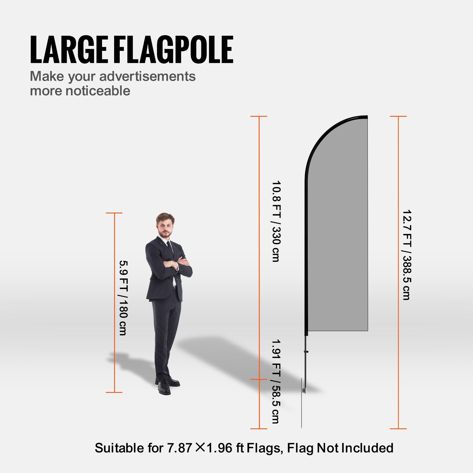 Feather Flag Pole Kit, 2 Packs Swooper Flag Pole 12.7 ft, Sign Flag Poles for Business Advertising Flags Outdoor, with Ground Stakes and A Carrying Bag (Flag Not Included) - Image 3