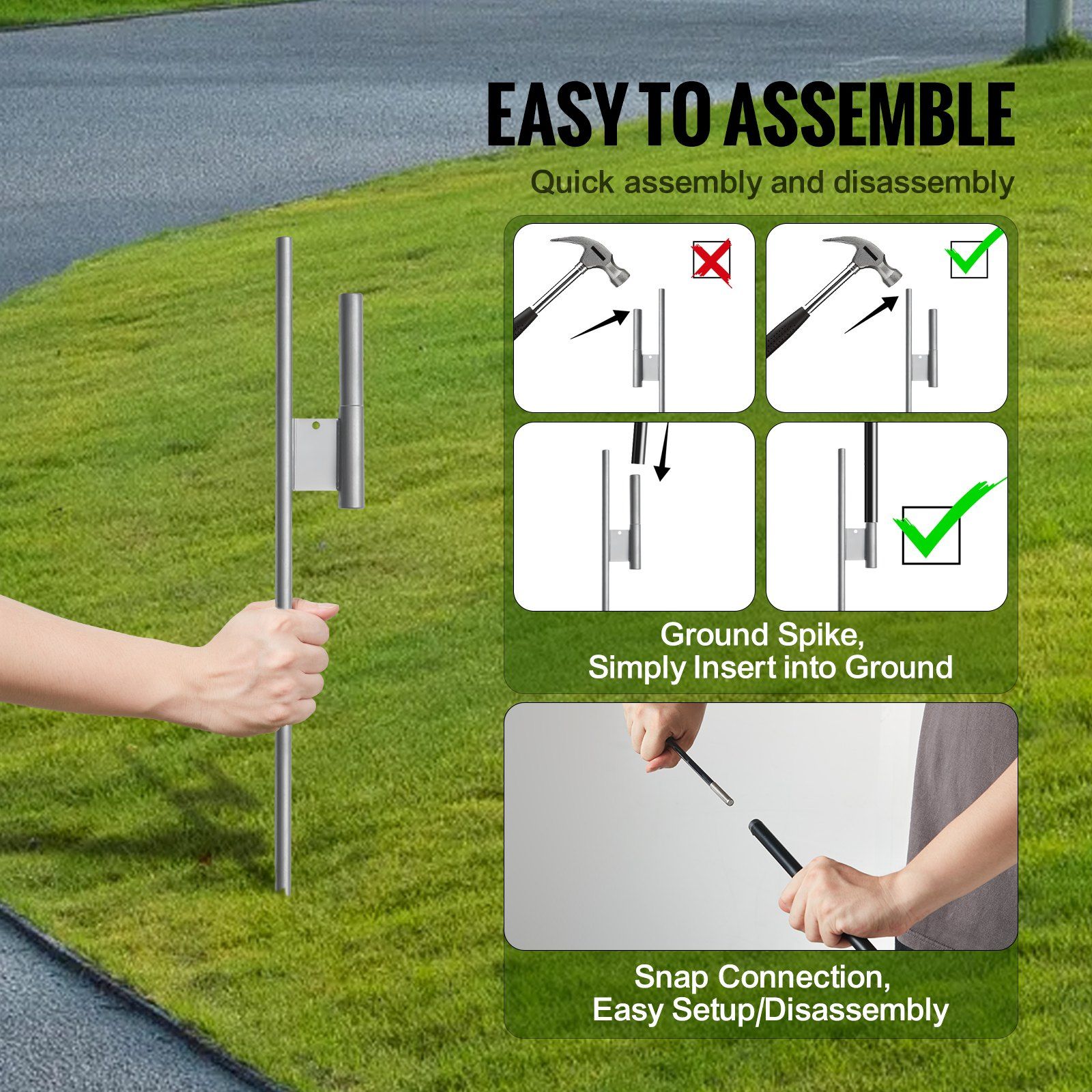 Feather Flag Pole Kit, 2 Packs Swooper Flag Pole 12.7 ft, Sign Flag Poles for Business Advertising Flags Outdoor, with Ground Stakes and A Carrying Bag (Flag Not Included) - Image 4