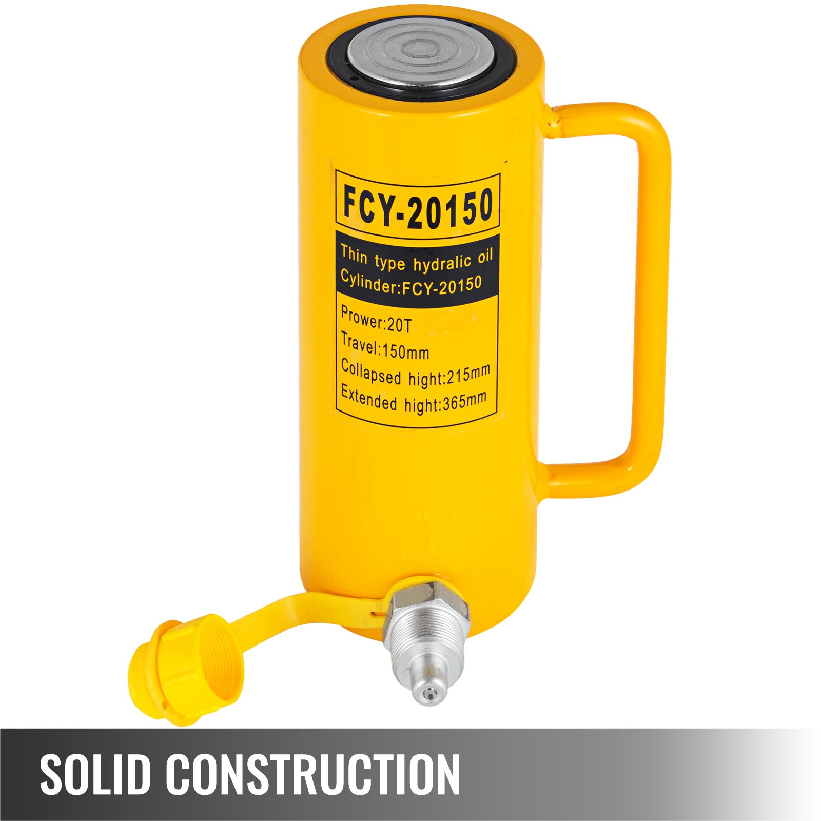 Hydraulic Cylinder Jack, 20 Ton Solid Ram Hydraulic Cylinder, 6 Inch Stroke Single Acting Hydraulic Cylinder, with Quick Connector Portable Hydraulic Solid Jack Hydraulic Lifting Cylinders - Image 2