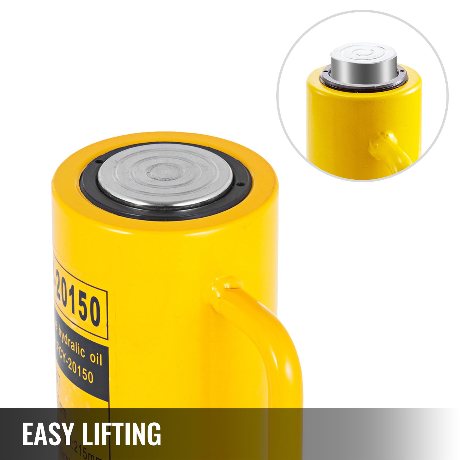 Hydraulic Cylinder Jack, 20 Ton Solid Ram Hydraulic Cylinder, 6 Inch Stroke Single Acting Hydraulic Cylinder, with Quick Connector Portable Hydraulic Solid Jack Hydraulic Lifting Cylinders - Image 3