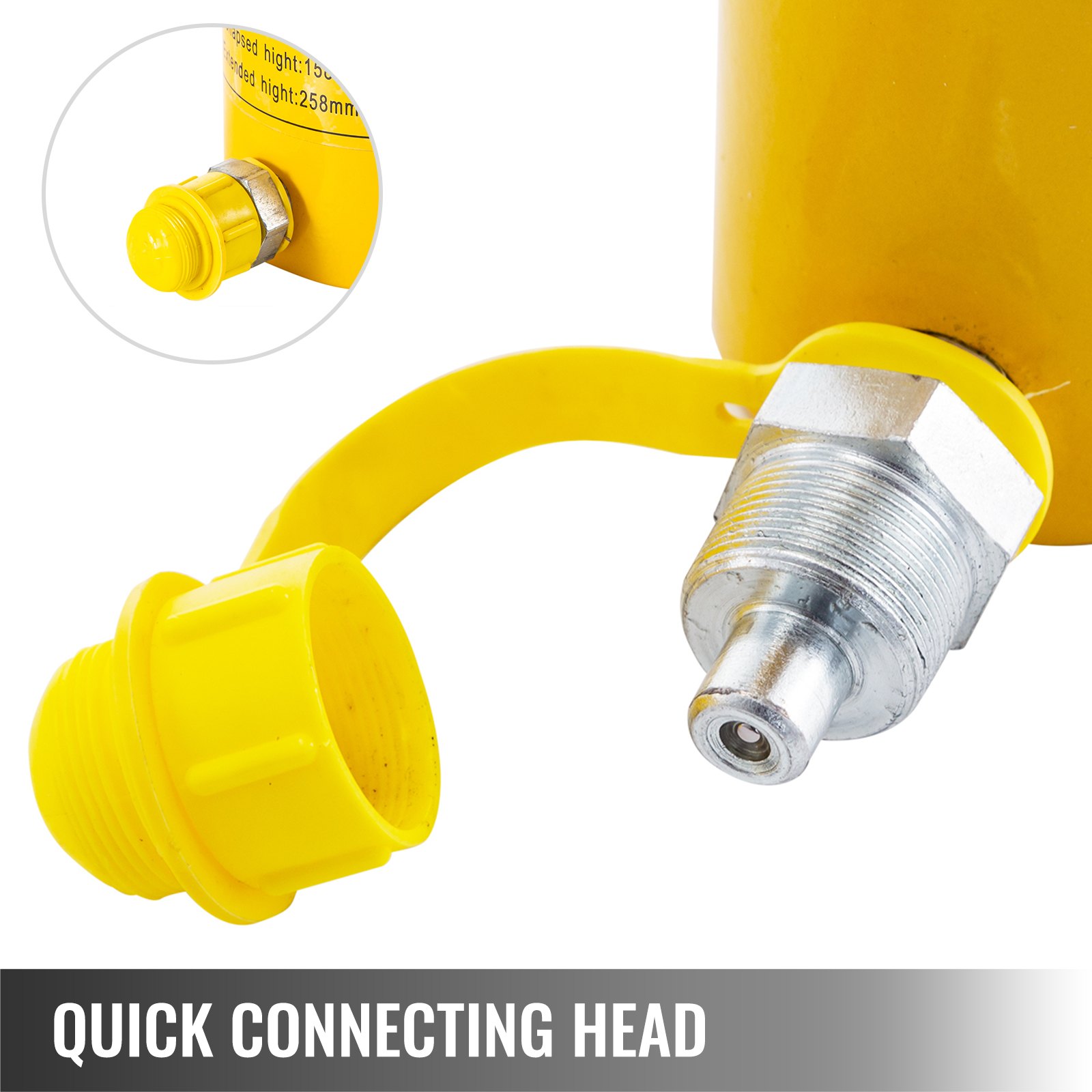 Hydraulic Cylinder Jack, 20 Ton Solid Ram Hydraulic Cylinder, 6 Inch Stroke Single Acting Hydraulic Cylinder, with Quick Connector Portable Hydraulic Solid Jack Hydraulic Lifting Cylinders - Image 4