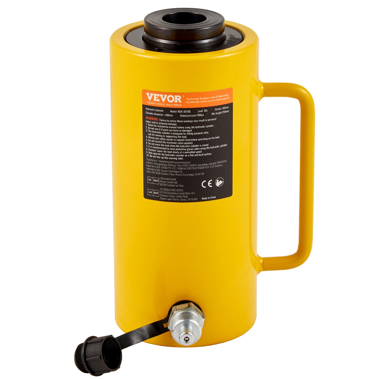 30Ton 10.16 cm Stroke Hollow Hydraulic Cylinder Jack 29937 Lift Cylinder Industrial Durable Automotive Body Bending - Image 1