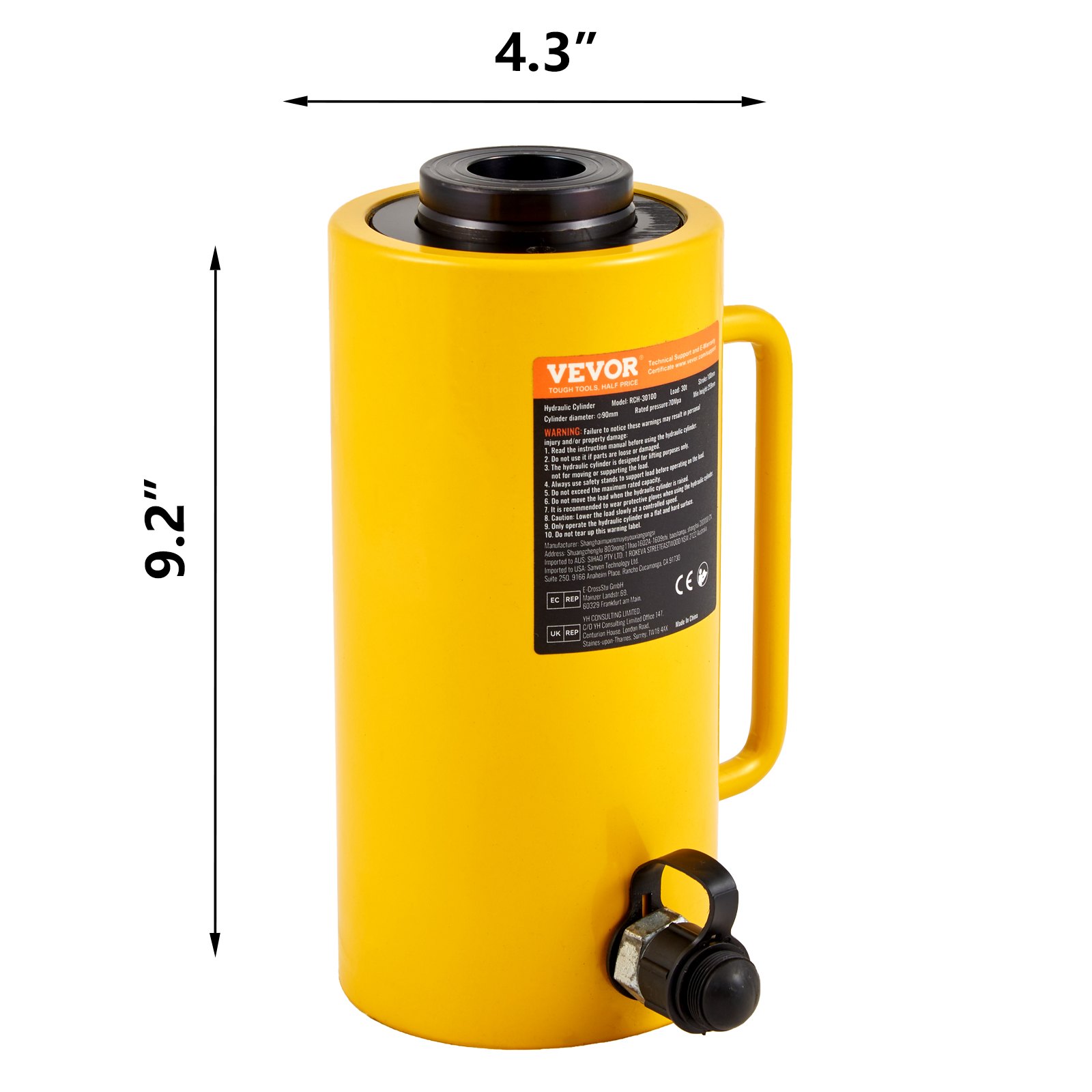 30Ton 10.16 cm Stroke Hollow Hydraulic Cylinder Jack 29937 Lift Cylinder Industrial Durable Automotive Body Bending - Image 8