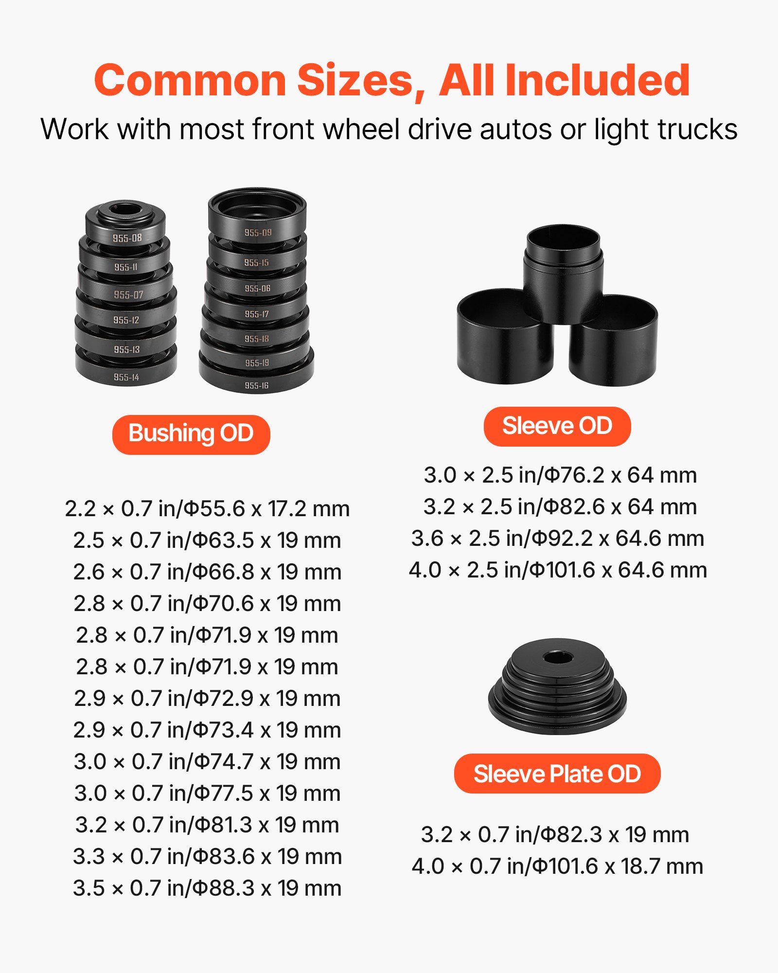 Wheel Bearing Press Kit, 23 PCS FWD Bearing Puller Tools, for Front Wheel Drive Bearing Removal and Installation, Wheel Bearing Tool with Sliding Screw, Bushings, Sleeve Plates, Storage Case - Image 2
