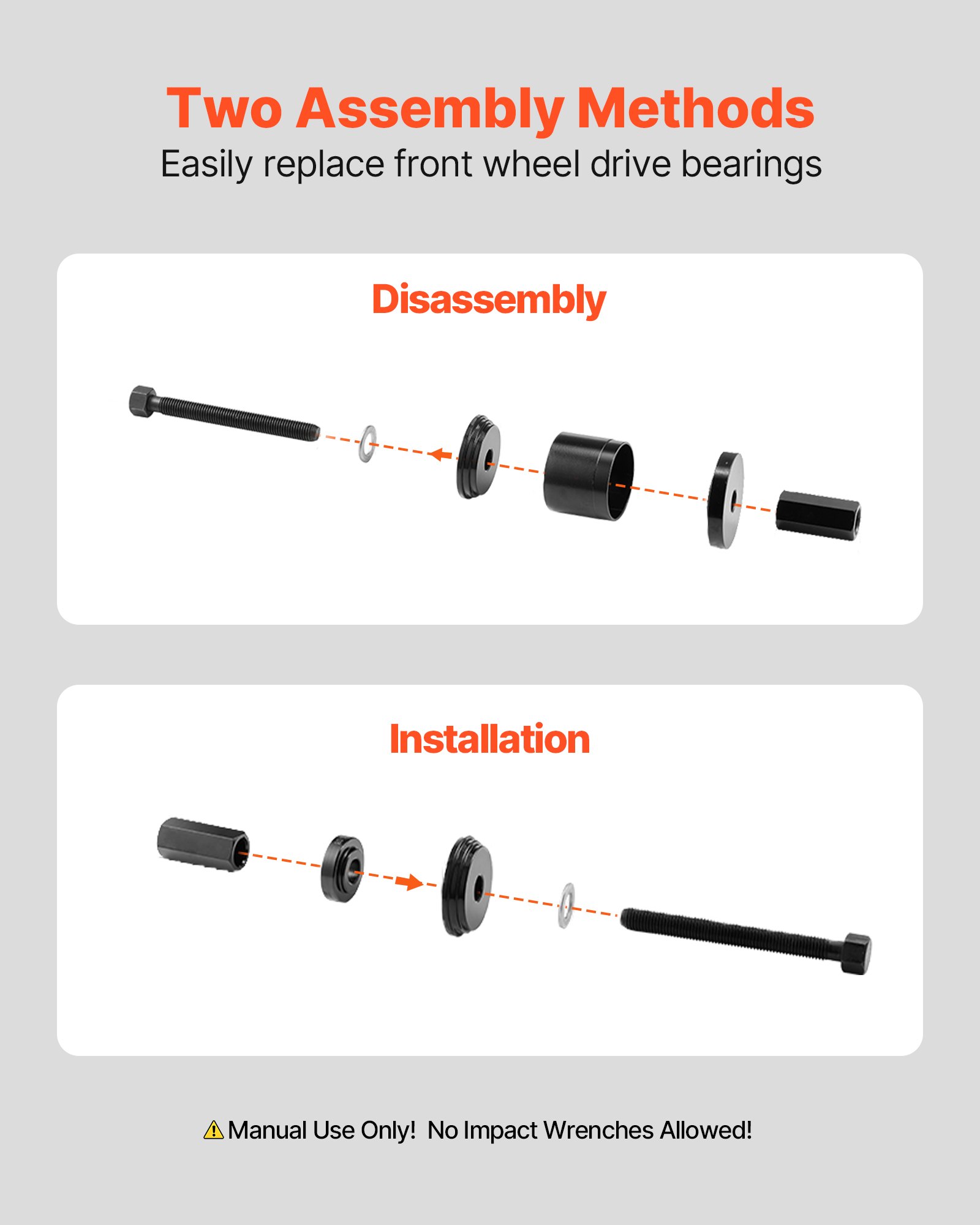Wheel Bearing Press Kit, 23 PCS FWD Bearing Puller Tools, for Front Wheel Drive Bearing Removal and Installation, Wheel Bearing Tool with Sliding Screw, Bushings, Sleeve Plates, Storage Case - Image 3