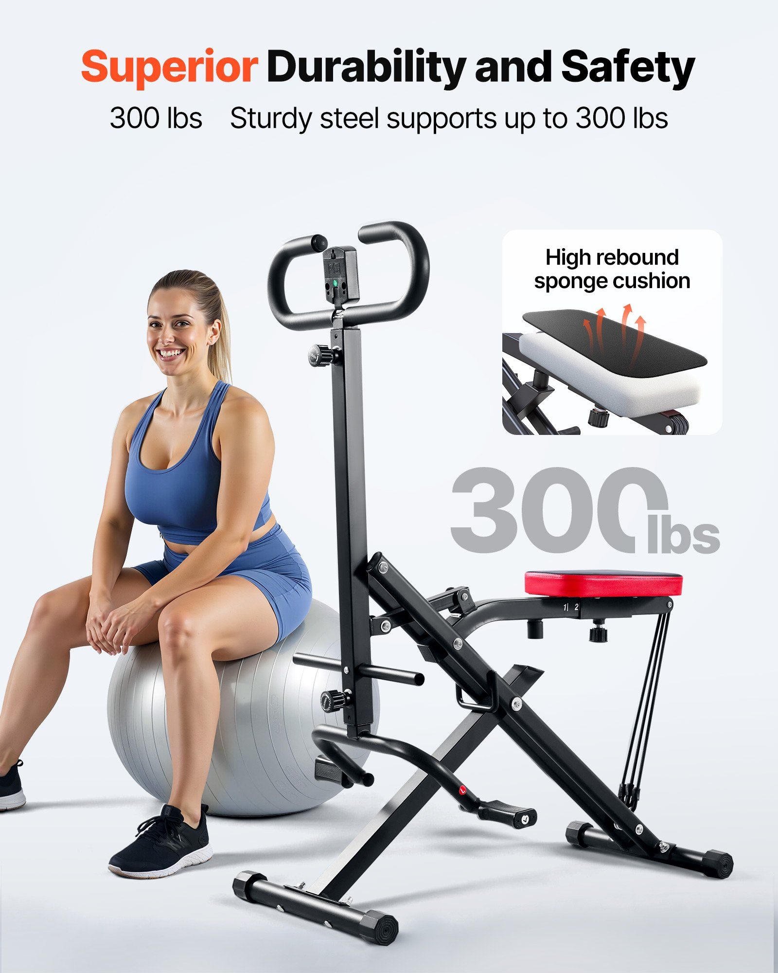 Squat Machine, Deep Squat Rowing Machine for Home, Easy Setup & Foldable Exercise Equipment, Glute Trainer Machine with 3 High-Strength Resistance Bands, Glutes & Leg Home Workout Machine, Black - Image 3
