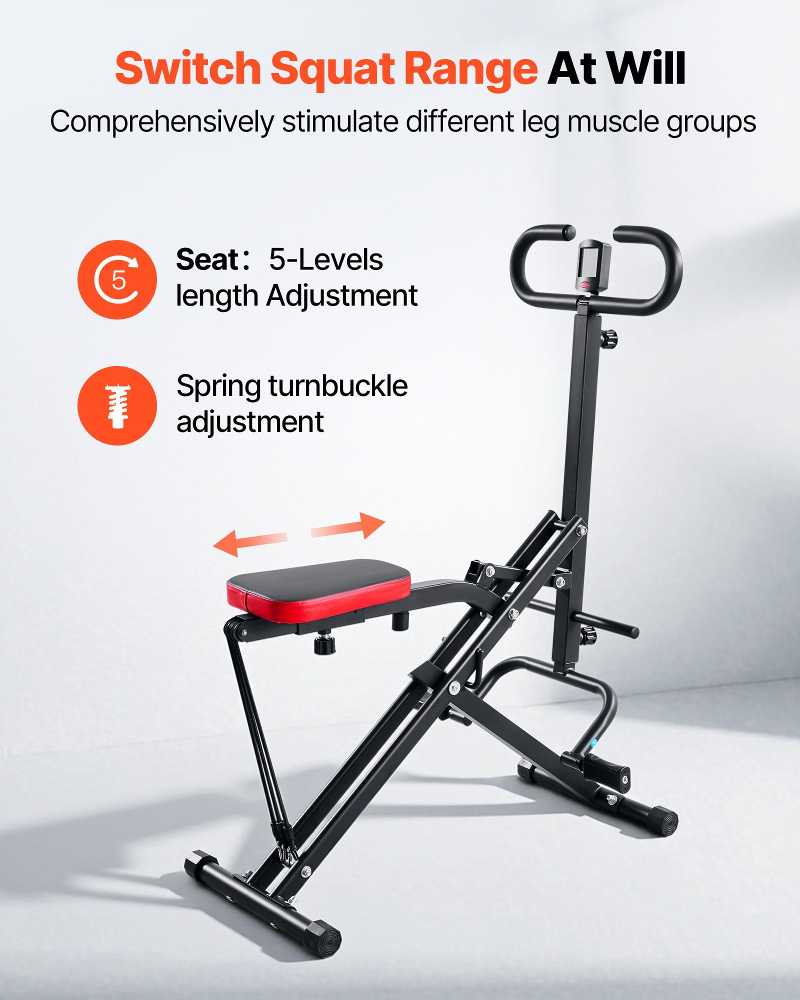 Squat Machine, Deep Squat Rowing Machine for Home, Easy Setup & Foldable Exercise Equipment, Glute Trainer Machine with 3 High-Strength Resistance Bands, Glutes & Leg Home Workout Machine, Black - Image 4