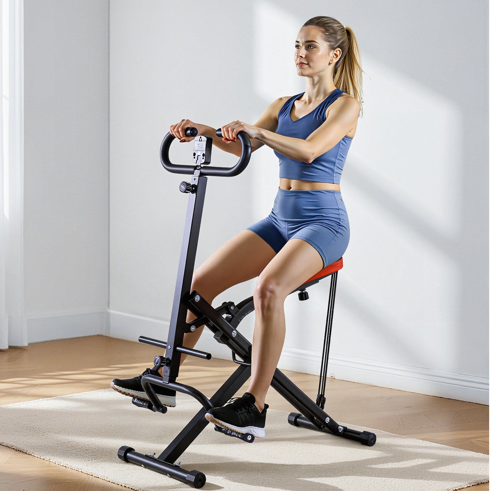 Squat Machine, Deep Squat Rowing Machine for Home, Easy Setup & Foldable Exercise Equipment, Glute Trainer Machine with 3 High-Strength Resistance Bands, Glutes & Leg Home Workout Machine, Black - Image 8