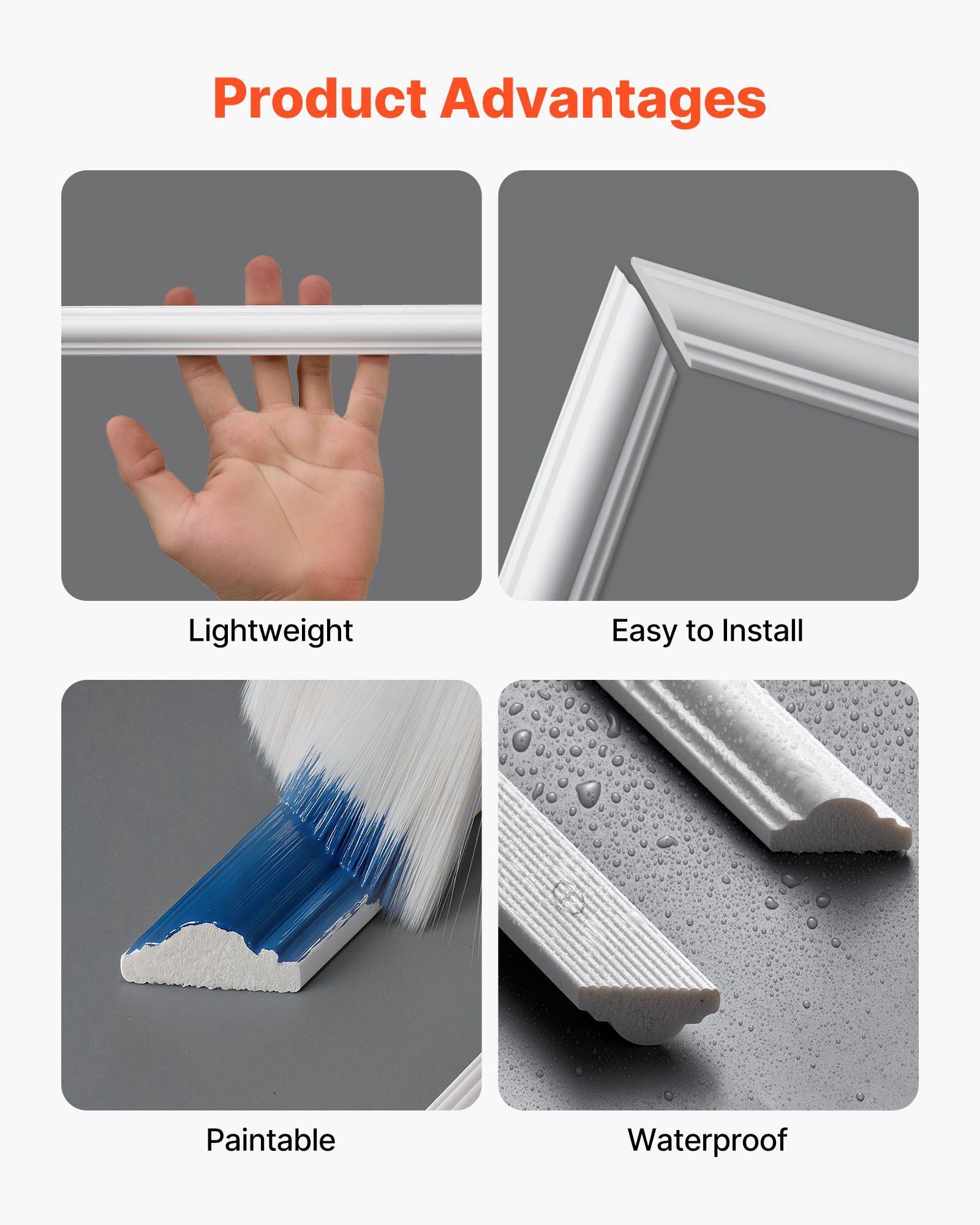 Wall Molding 12 Pack, 51 x 51 cm Wainscoting Panels Kit, Lightweight Paintable Polystyrene, Easy to Install, Waterproof Accent Wall Trim for Interior Décor Living Room, Bedroom, Home, White - Image 4
