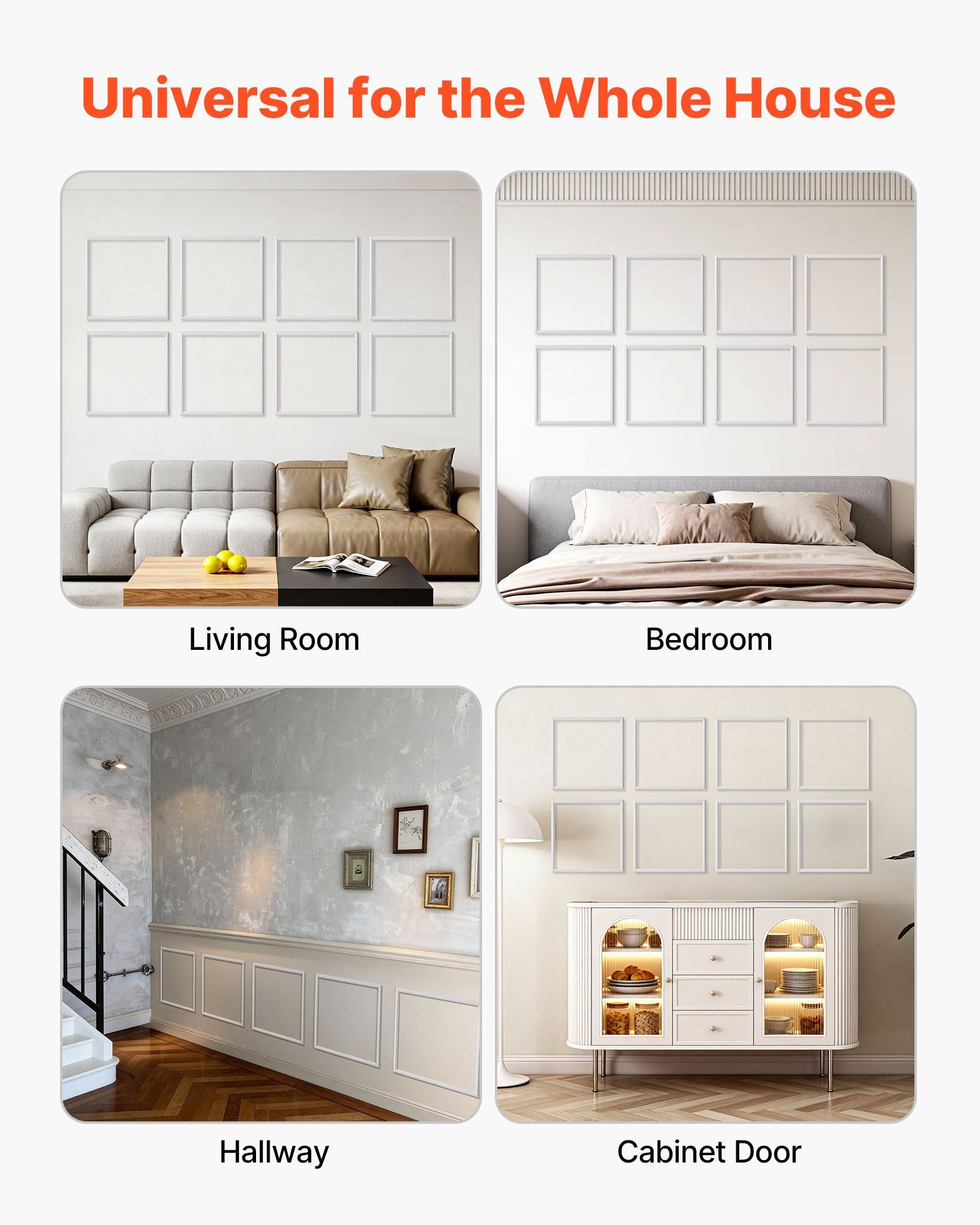 Wall Molding 12 Pack, 51 x 51 cm Wainscoting Panels Kit, Lightweight Paintable Polystyrene, Easy to Install, Waterproof Accent Wall Trim for Interior Décor Living Room, Bedroom, Home, White - Image 7