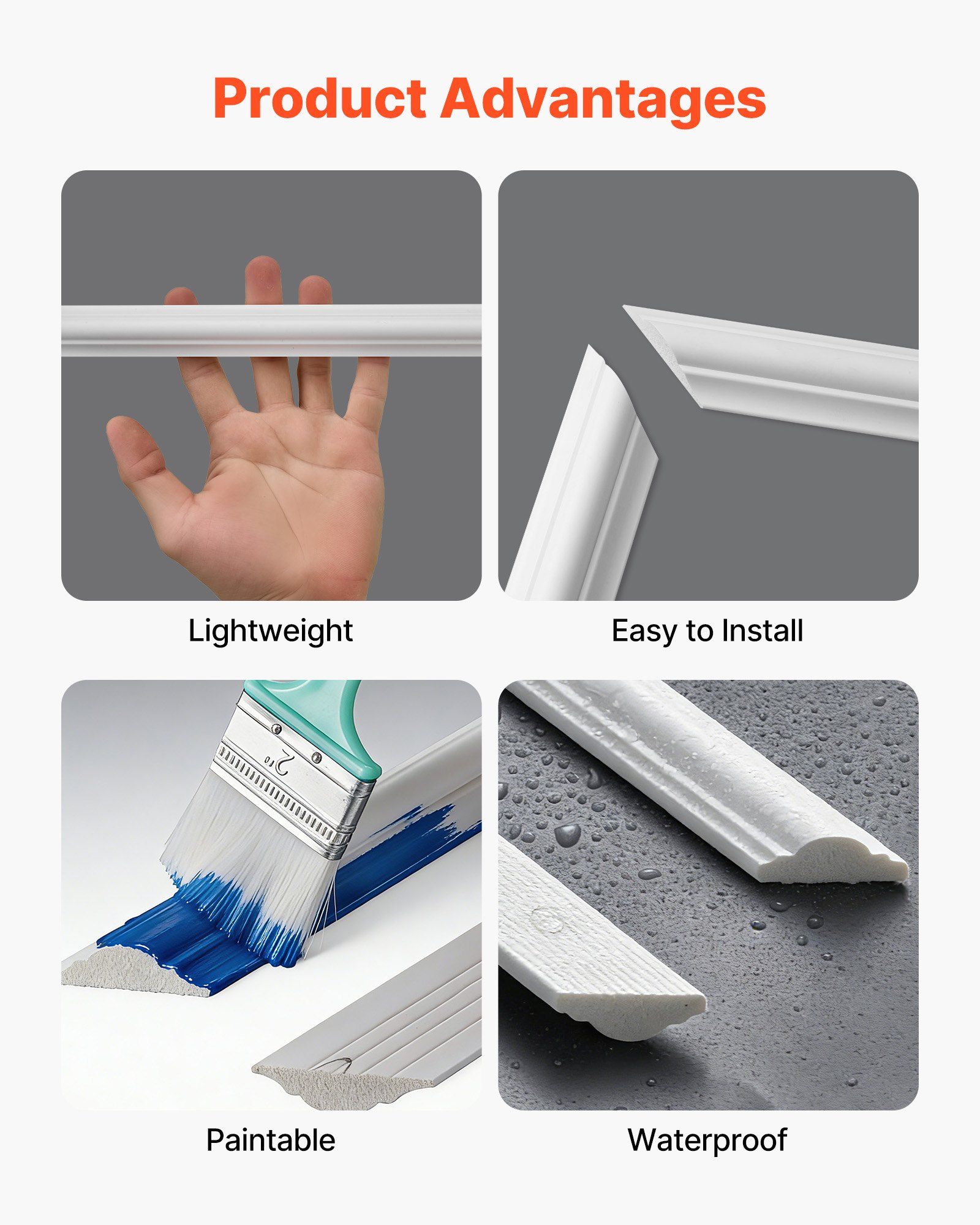 Wall Molding 3 Pack, Wainscoting Panels Kit, Lightweight Paintable Polystyrene, Easy to Install Accent Wall Trim for Interior Décor Living Room, Bedroom, Home, White (79x160 + 79x61 cm) - Image 4