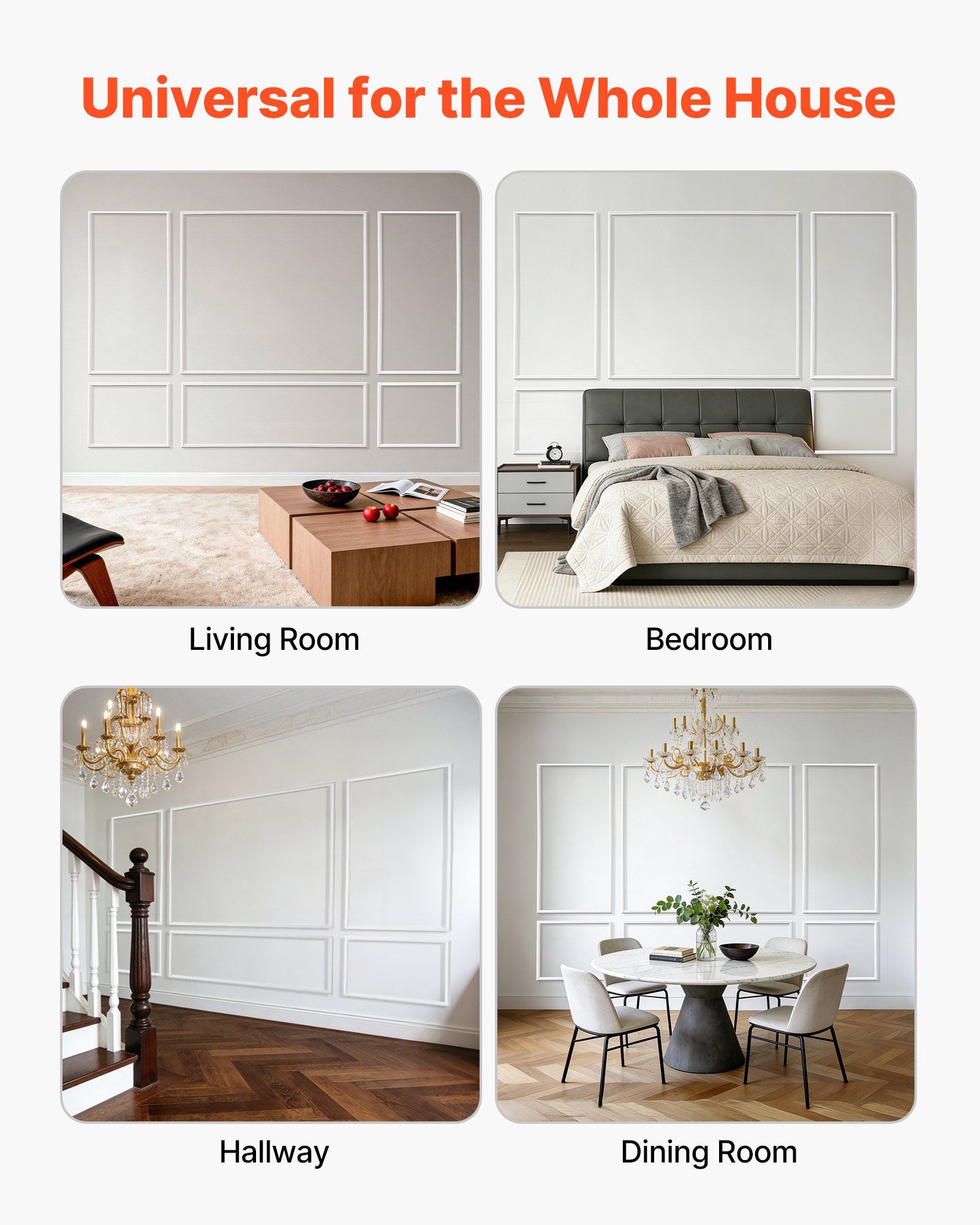 Wall Molding 3 Pack, Wainscoting Panels Kit, Lightweight Paintable Polystyrene, Easy to Install Accent Wall Trim for Interior Décor Living Room, Bedroom, Home, White (79x160 + 79x61 cm) - Image 7