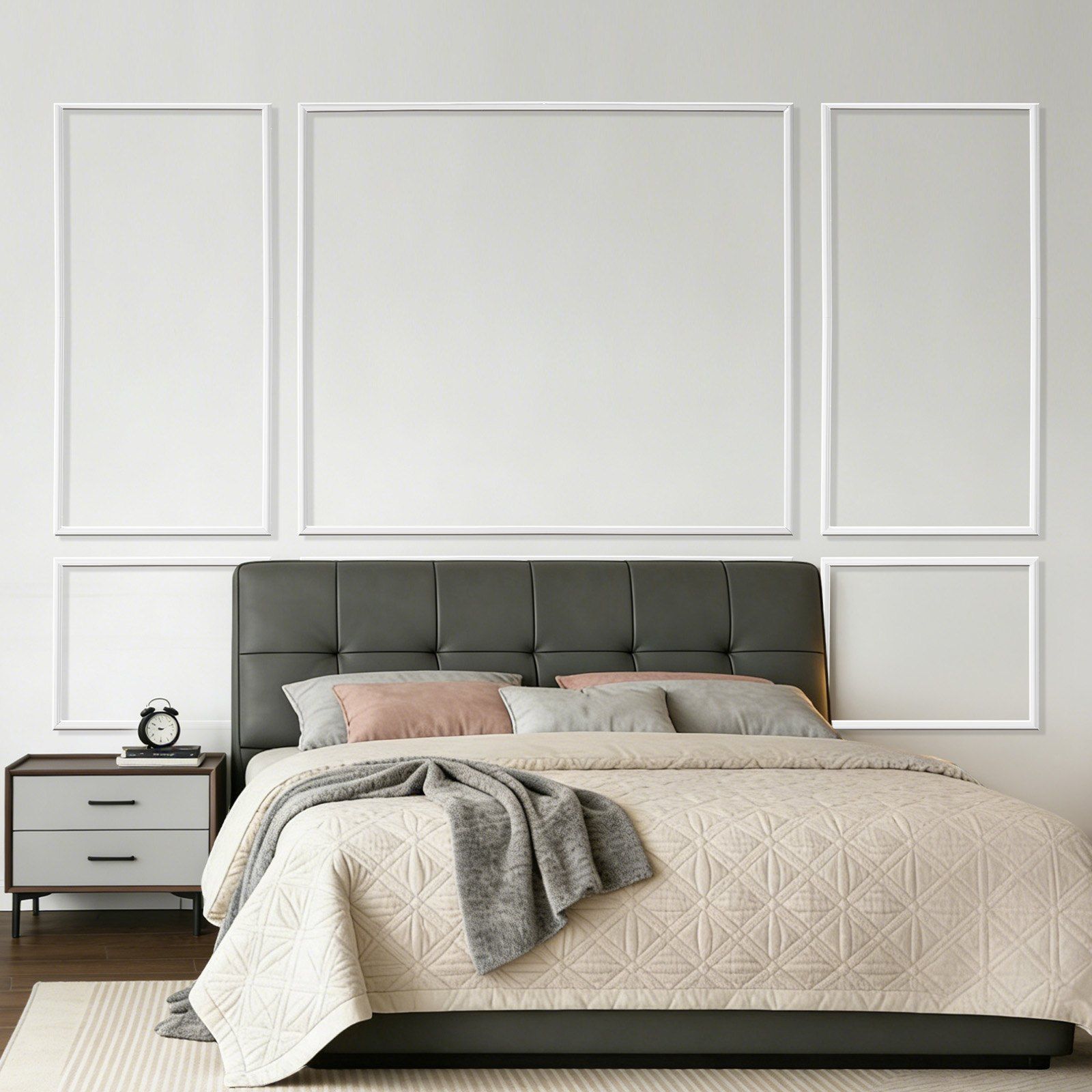 Wall Molding 3 Pack, Wainscoting Panels Kit, Lightweight Paintable Polystyrene, Easy to Install Accent Wall Trim for Interior Décor Living Room, Bedroom, Home, White (79x160 + 79x61 cm) - Image 8