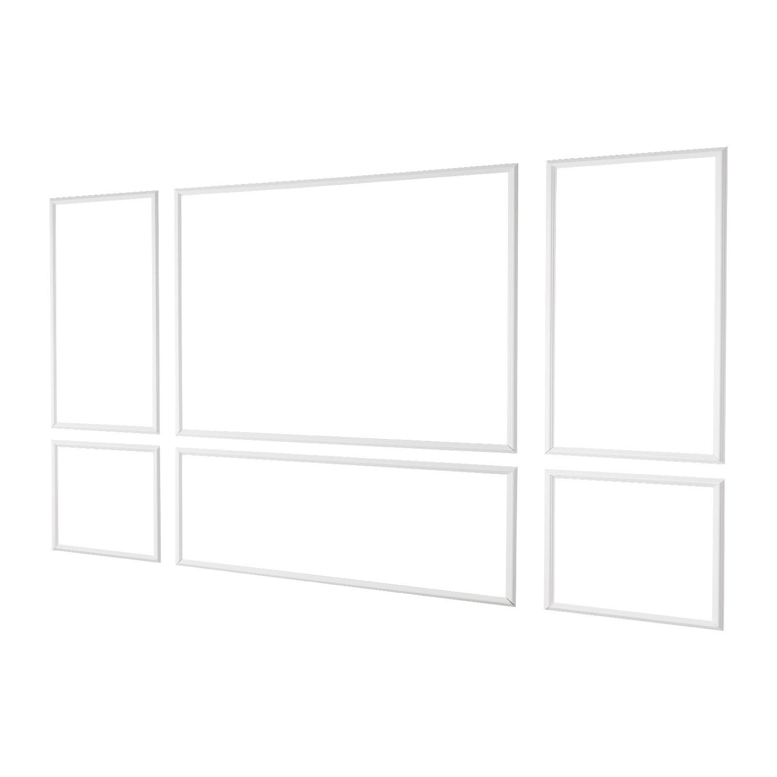 Wall Molding 3 Pack, Wainscoting Panels Kit, Lightweight Paintable Polystyrene, Easy to Install Accent Wall Trim for Interior Décor Living Room, Bedroom, Home, White (58x143 + 58x58 cm) - Image 1
