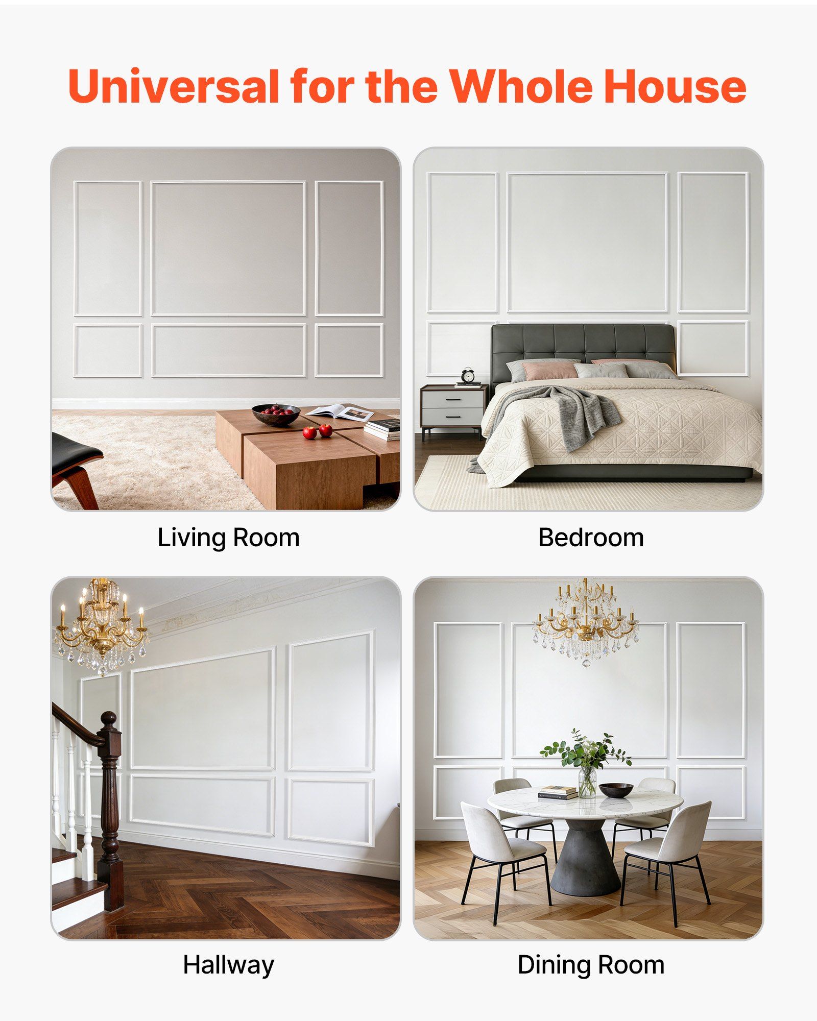 Wall Molding 3 Pack, Wainscoting Panels Kit, Lightweight Paintable Polystyrene, Easy to Install Accent Wall Trim for Interior Décor Living Room, Bedroom, Home, White (58x143 + 58x58 cm) - Image 7