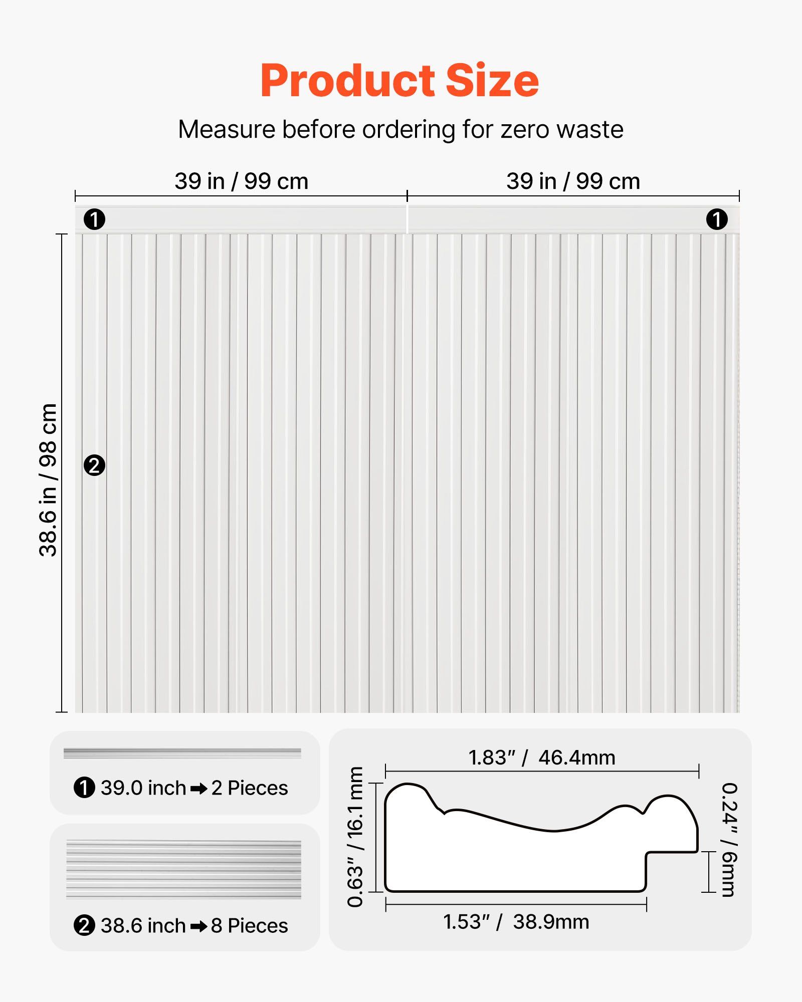 Wall Molding Kit, Wainscoting Panels, Lightweight Paintable Polystyrene, Easy to Install,  Wide & Narrow Accent Wall Trim for Interior Décor Living Room, Bedroom, Home, White (197 x 98 cm ) - Image 2
