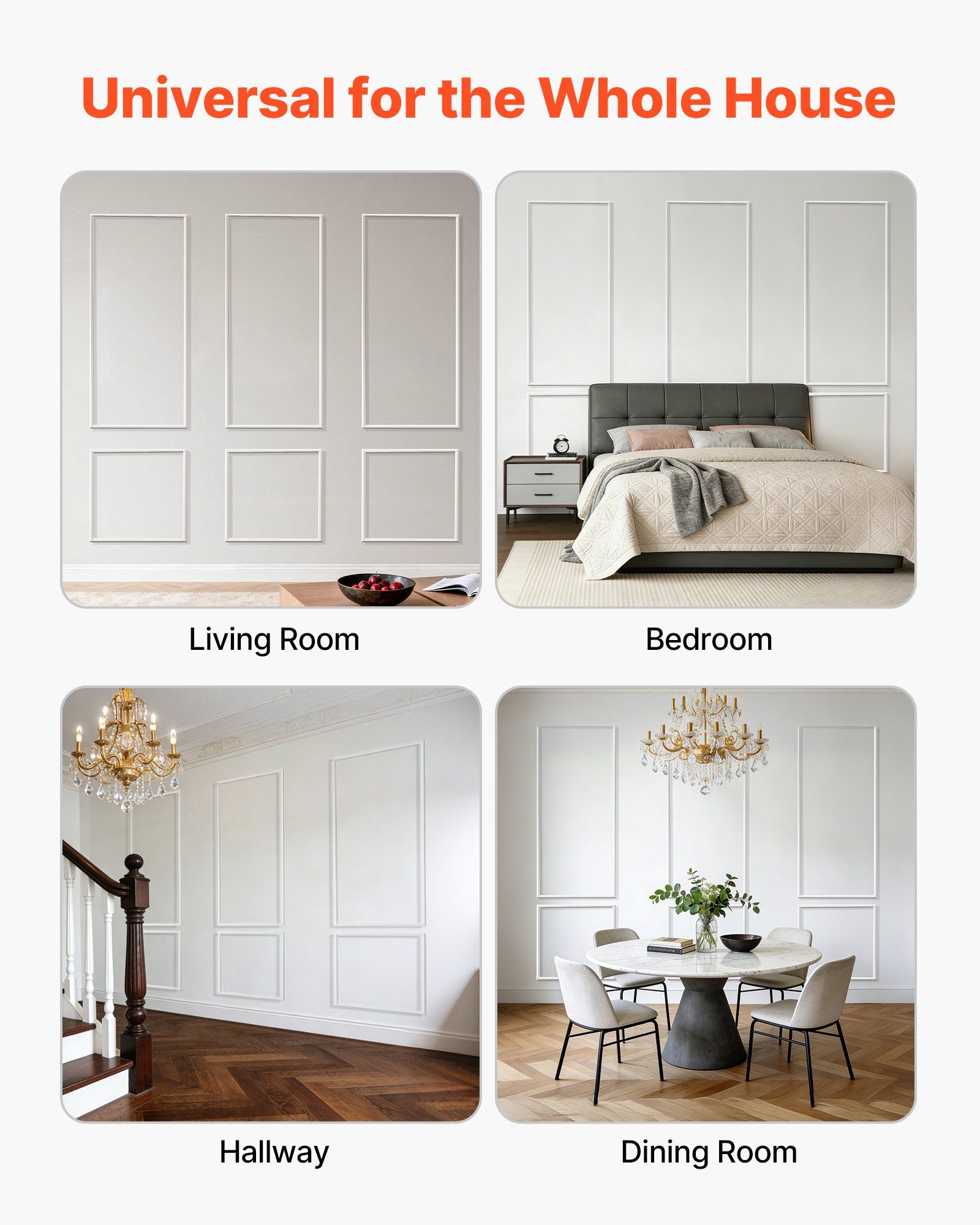 Wall Molding 3 Pack, Wainscoting Panels Kit, Lightweight Paintable Polystyrene, Easy to Install, Waterproof Accent Wall Trim for Interior Décor Living Room, Bedroom, White (61x137 + 61x61 cm) - Image 7