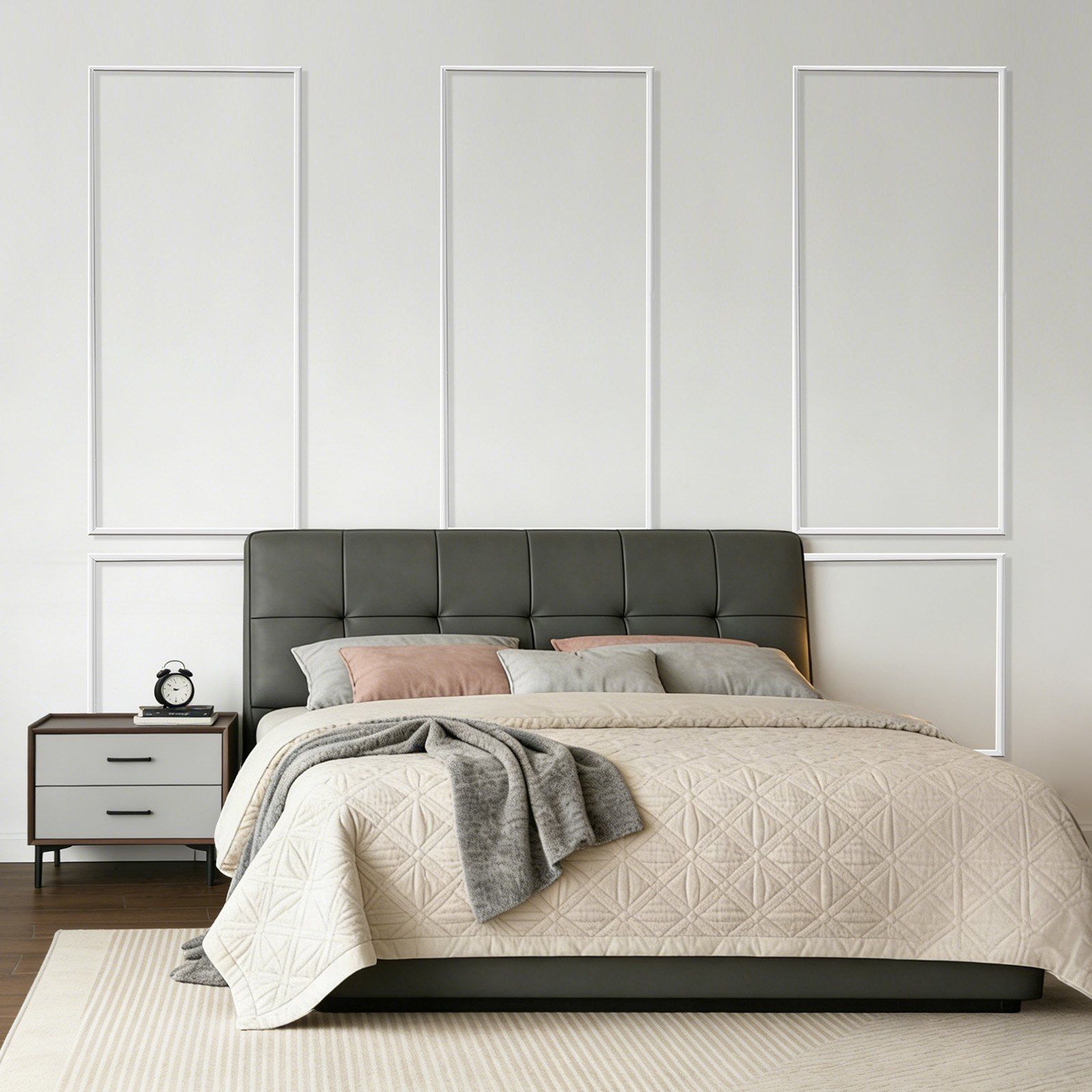Wall Molding 3 Pack, Wainscoting Panels Kit, Lightweight Paintable Polystyrene, Easy to Install, Waterproof Accent Wall Trim for Interior Décor Living Room, Bedroom, White (61x137 + 61x61 cm) - Image 8