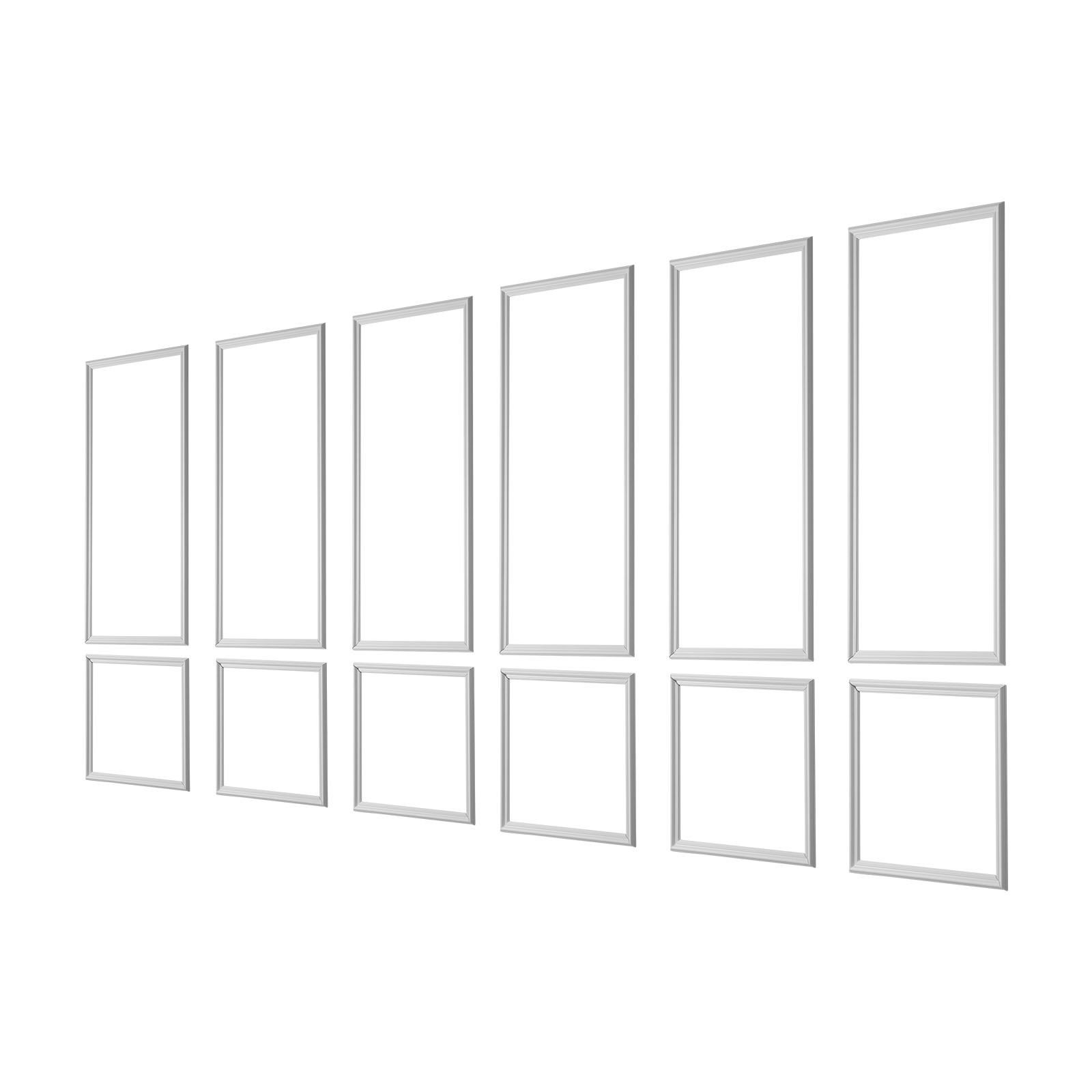 Wall Molding 6 Pack, Wainscoting Panels Kit, Lightweight Paintable Polystyrene, Easy to Install, Waterproof Accent Wall Trim for Interior Décor Living Room, Bedroom, White (61x137 + 61x61 cm) - Image 1