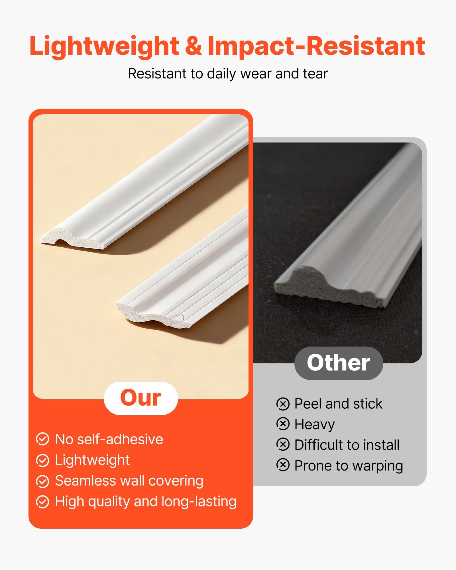 Wall Molding 6 Pack, Wainscoting Panels Kit, Lightweight Paintable Polystyrene, Easy to Install, Waterproof Accent Wall Trim for Interior Décor Living Room, Bedroom, White (61x137 + 61x61 cm) - Image 5