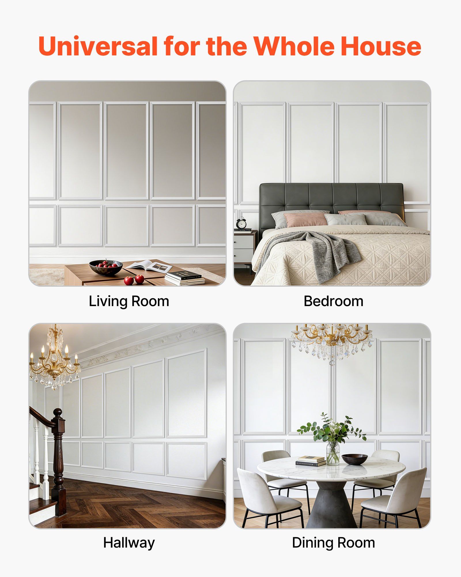 Wall Molding 6 Pack, Wainscoting Panels Kit, Lightweight Paintable Polystyrene, Easy to Install, Waterproof Accent Wall Trim for Interior Décor Living Room, Bedroom, White (61x137 + 61x61 cm) - Image 7