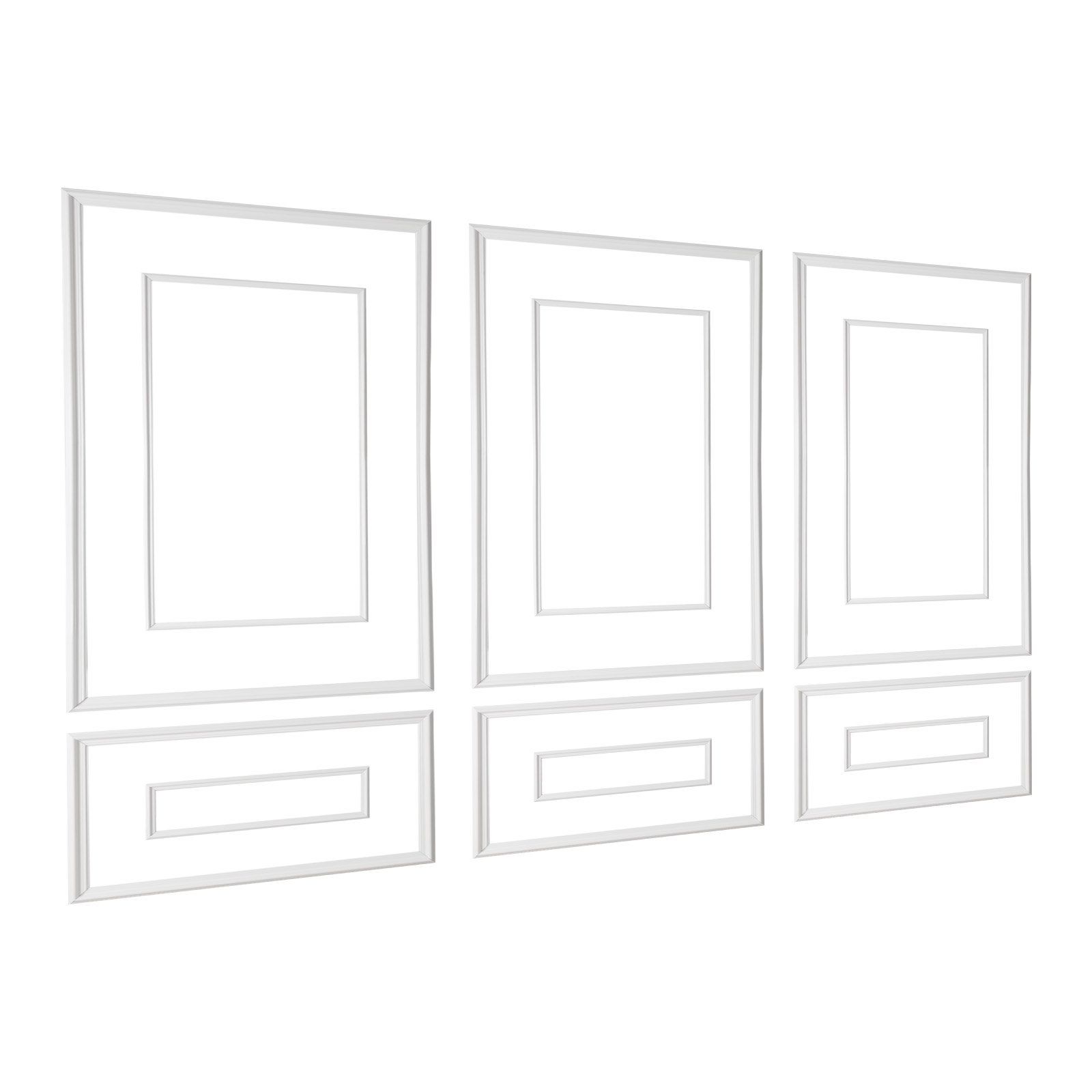 Wall Molding 3 Pack, Wainscoting Panels Kit with Dual-Line Wide & Narrow Profile, Lightweight Paintable Polystyrene, Easy to Install Accent Wall Trim for Interior Living Room, Bedroom,White - Image 1