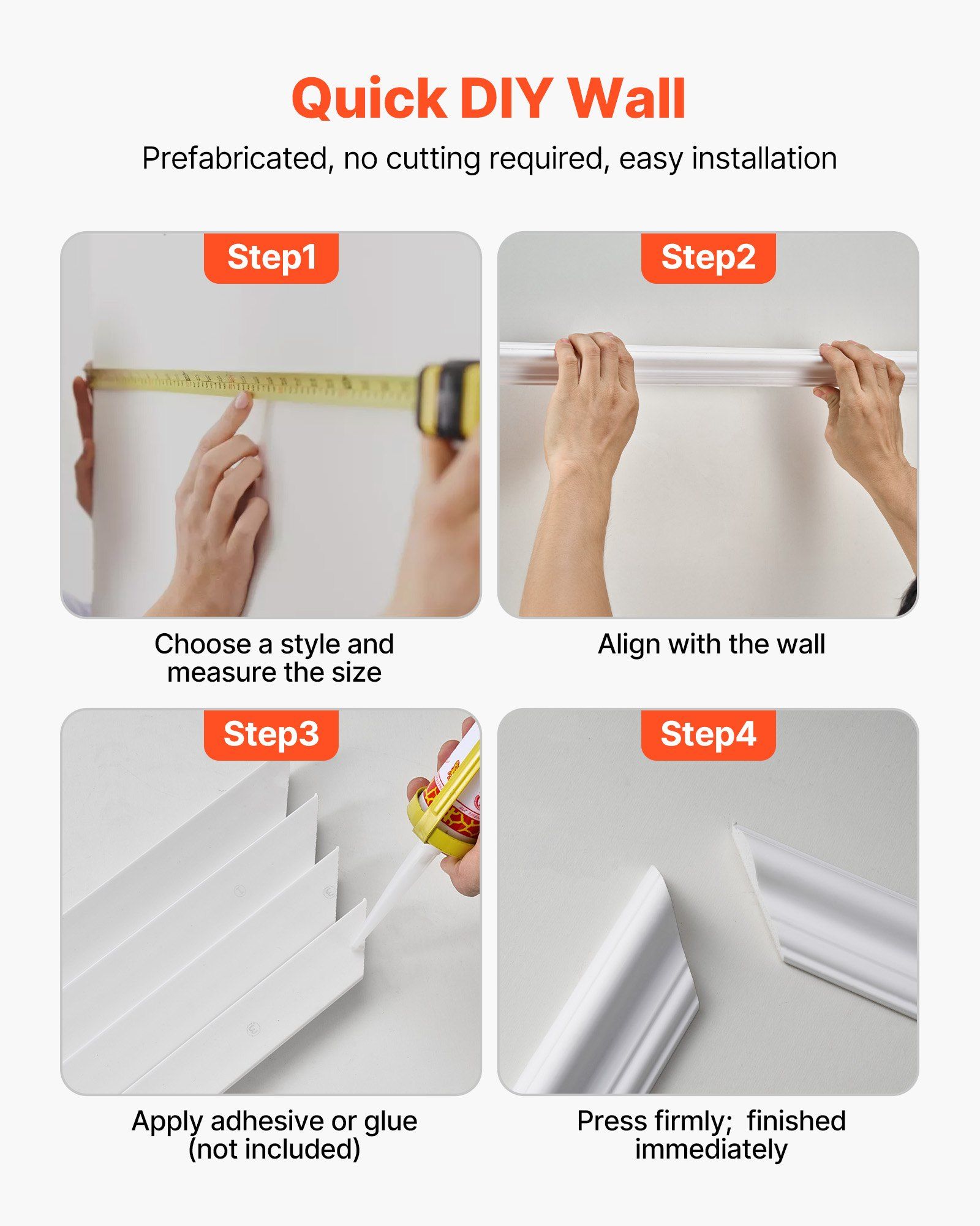 Wall Molding 3 Pack, Wainscoting Panels Kit with Dual-Line Wide & Narrow Profile, Lightweight Paintable Polystyrene, Easy to Install Accent Wall Trim for Interior Living Room, Bedroom,White - Image 6
