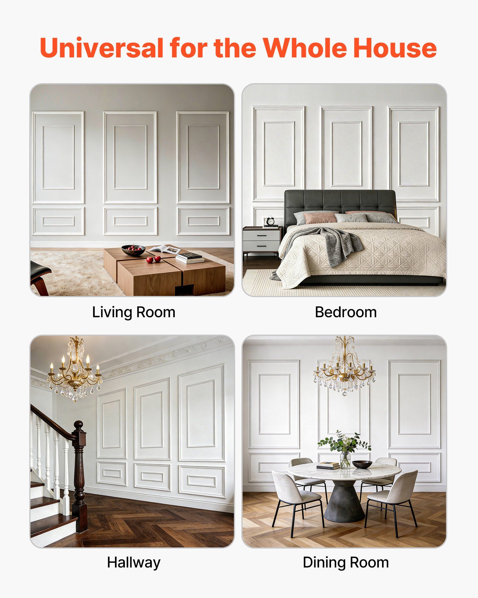 Wall Molding 3 Pack, Wainscoting Panels Kit with Dual-Line Wide & Narrow Profile, Lightweight Paintable Polystyrene, Easy to Install Accent Wall Trim for Interior Living Room, Bedroom,White - Image 7