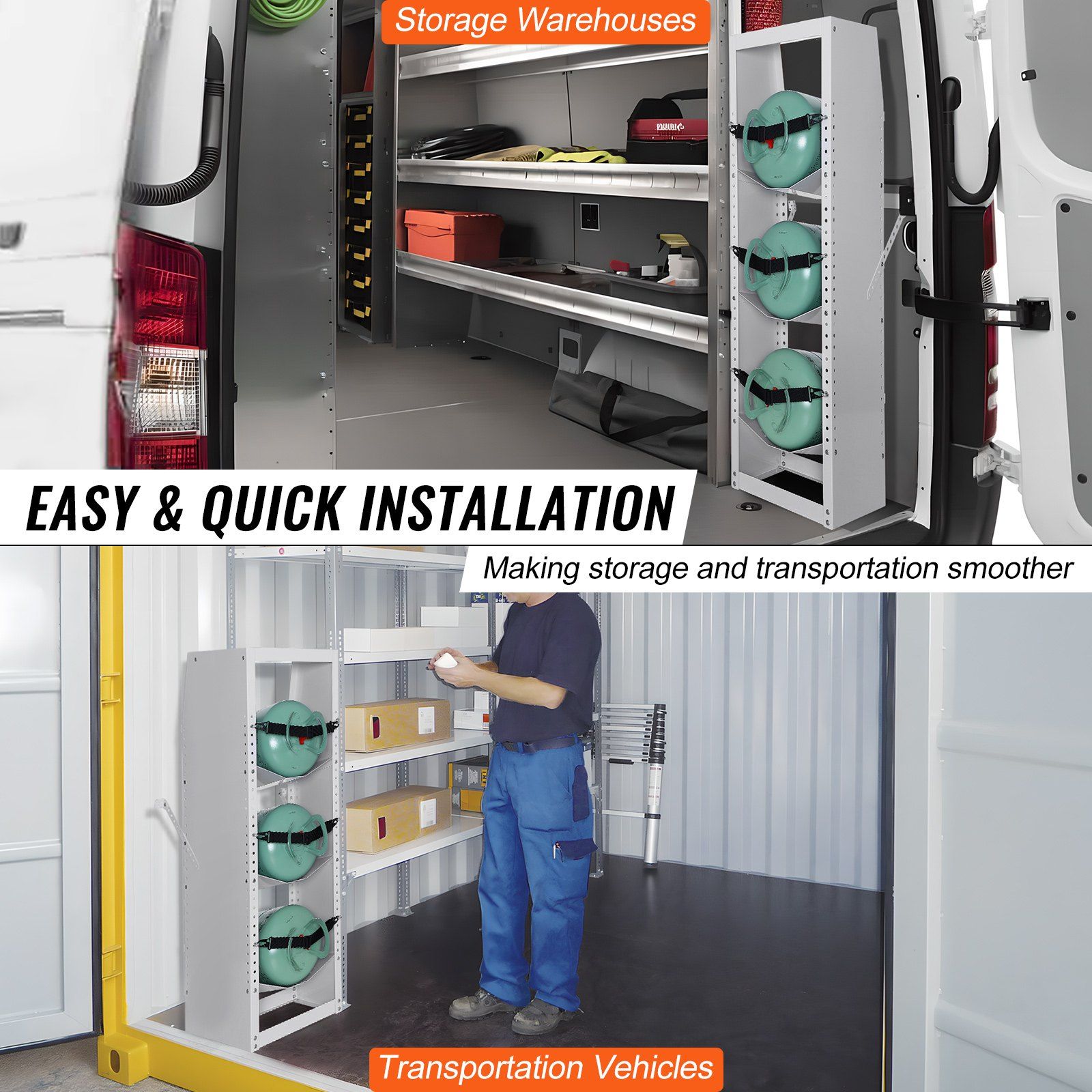 Refrigerant Tank Rack, with 3 x 30-50lb Bottle Tanks, Cylinder Tank Rack 372 × 355 × 1170mm, Refrigerant Cylinder Rack Gas Cylinder Racks and Holders for Freon, Gases, Oxygen, Nitrogen - Image 6