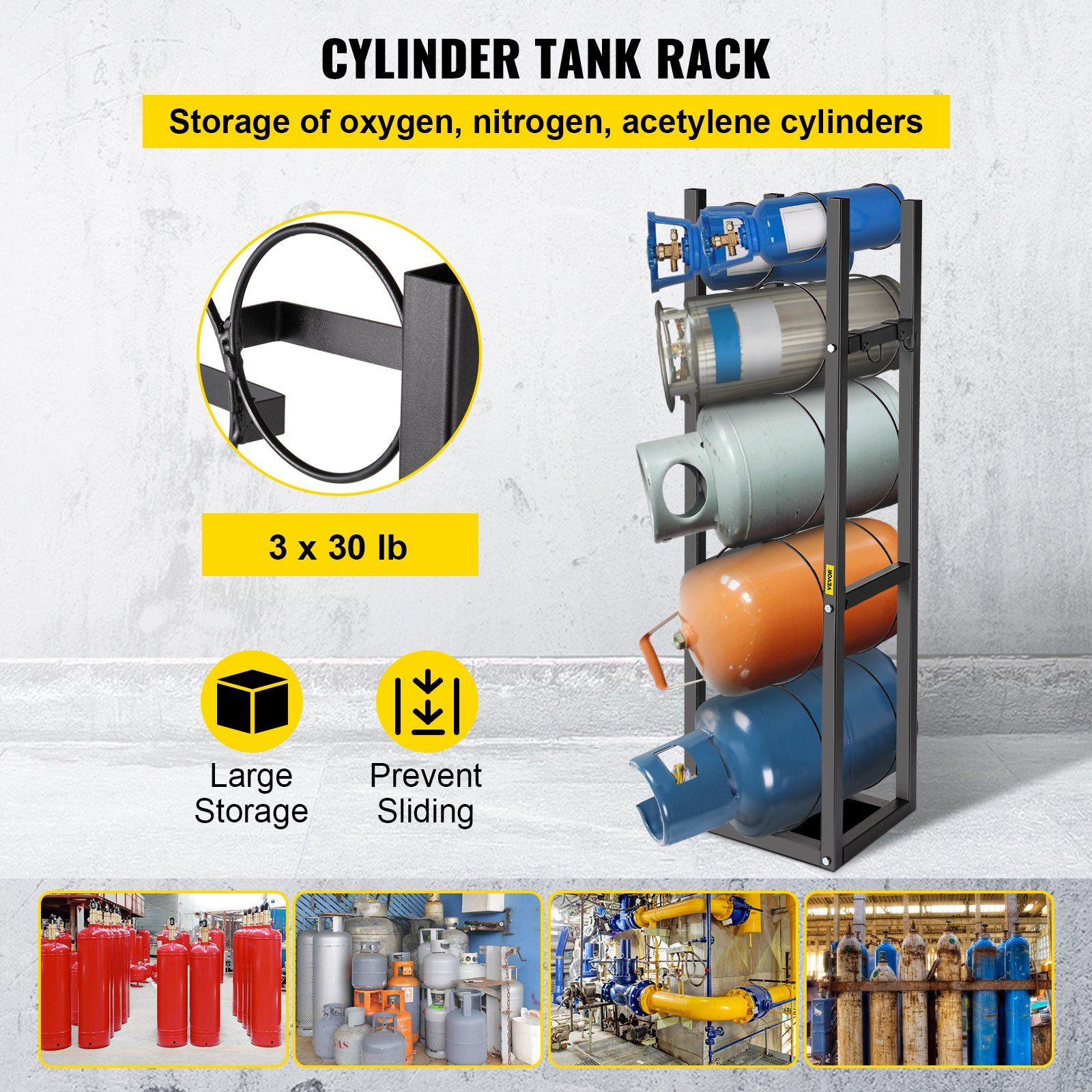 Refrigerant Tank Rack with 3x30lb and Other 3 Saving Space, Cylinder Tank Rack 46x13x4-inch, Refrigerant Cylinder Rack Gas Cylinder Racks and Holders, for Gas Oxygen Nitrogen Storage - Image 2