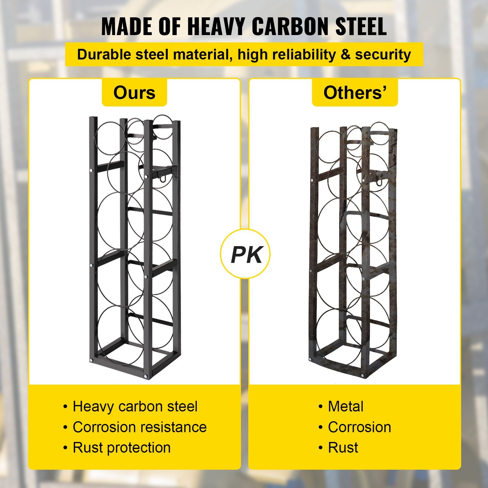 Refrigerant Tank Rack with 3x30lb and Other 3 Saving Space, Cylinder Tank Rack 46x13x4-inch, Refrigerant Cylinder Rack Gas Cylinder Racks and Holders, for Gas Oxygen Nitrogen Storage - Image 3