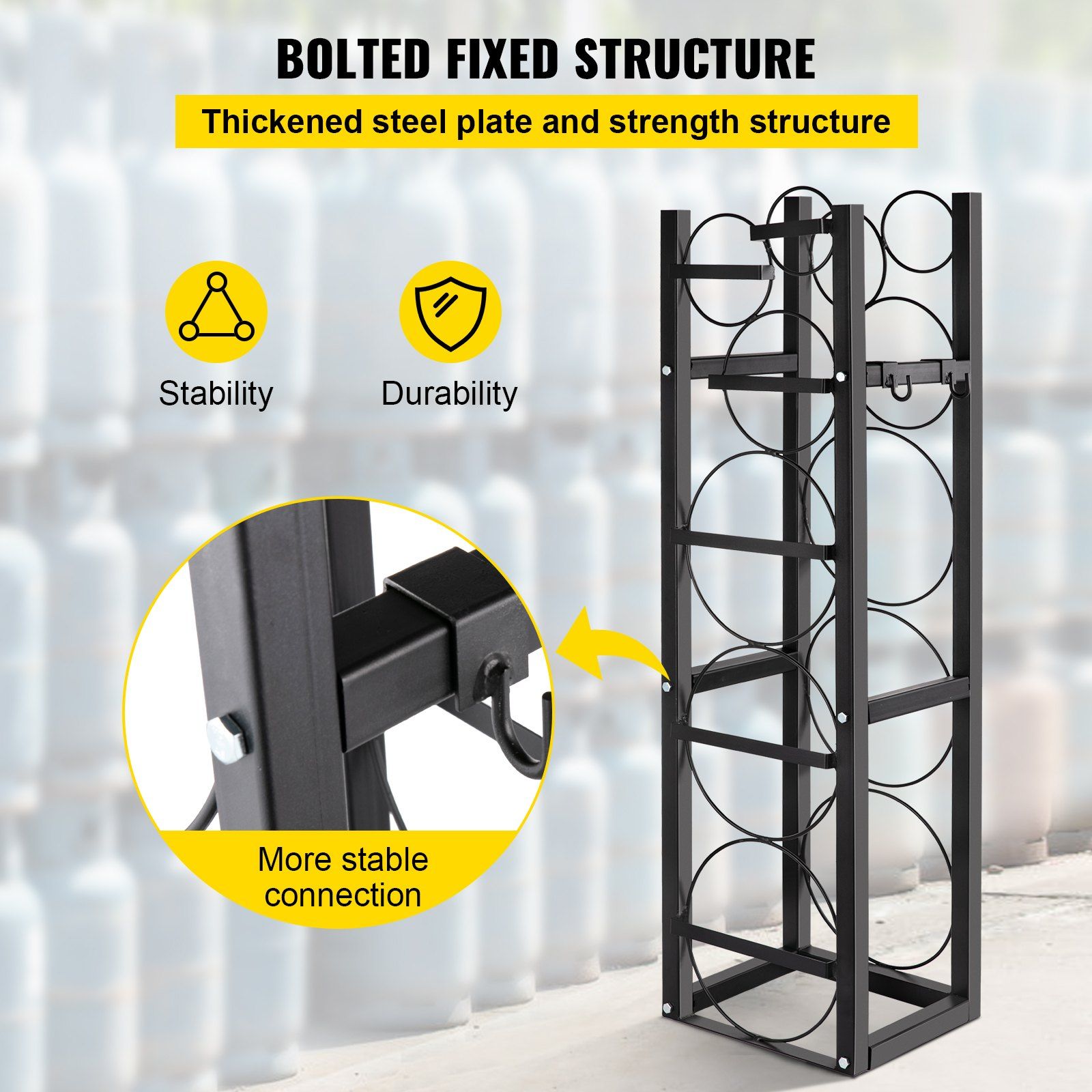 Refrigerant Tank Rack with 3x30lb and Other 3 Saving Space, Cylinder Tank Rack 46x13x4-inch, Refrigerant Cylinder Rack Gas Cylinder Racks and Holders, for Gas Oxygen Nitrogen Storage - Image 4