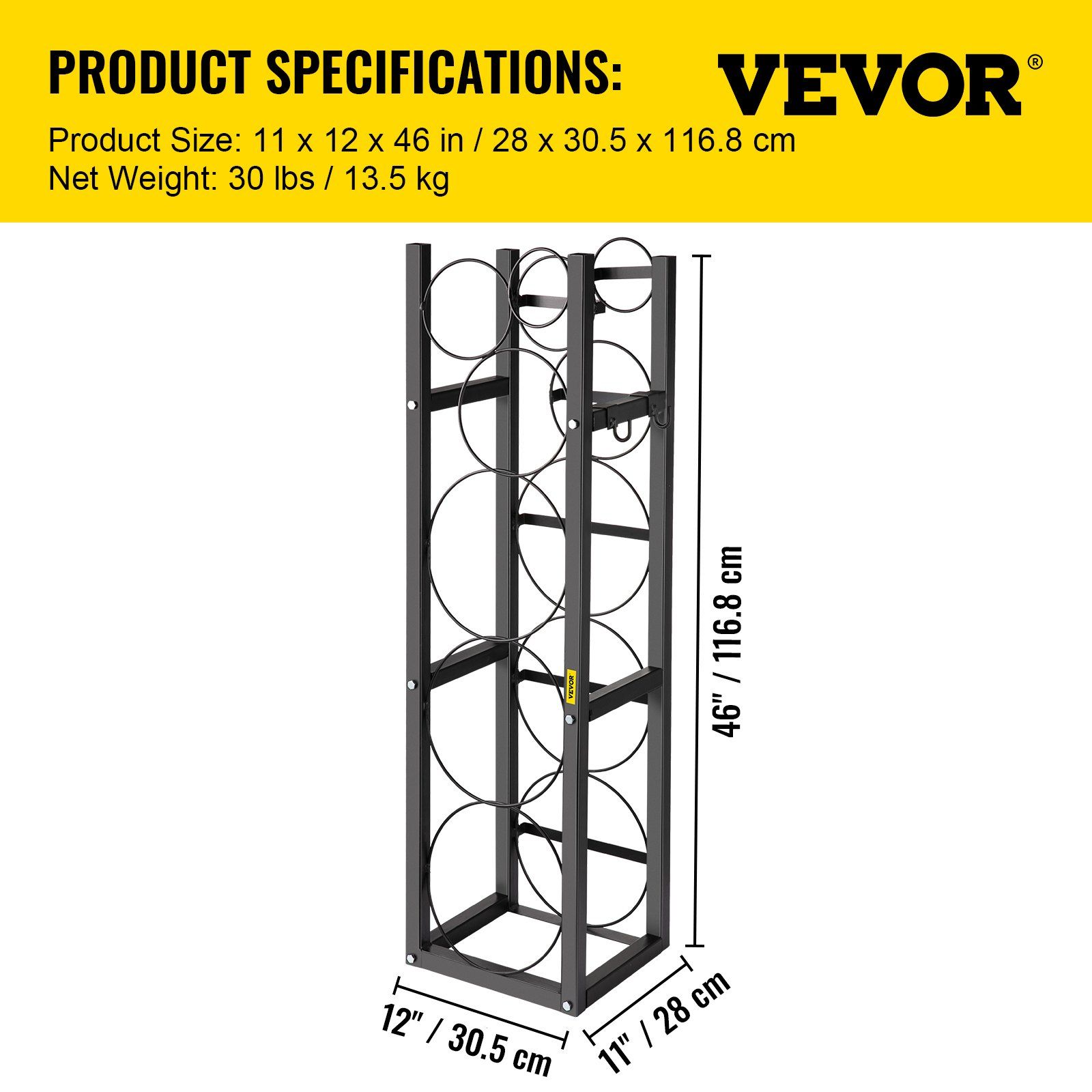 Refrigerant Tank Rack with 3x30lb and Other 3 Saving Space, Cylinder Tank Rack 46x13x4-inch, Refrigerant Cylinder Rack Gas Cylinder Racks and Holders, for Gas Oxygen Nitrogen Storage - Image 7