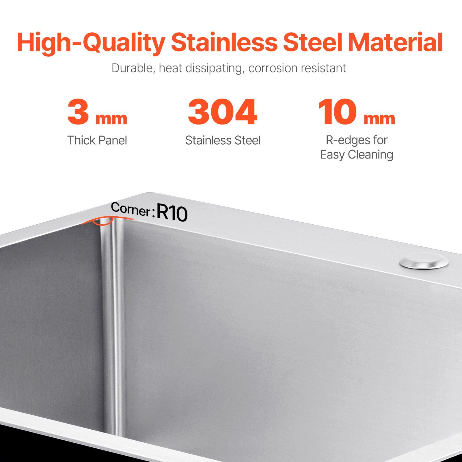 25 inch Kitchen Sink Workstation, 304 Stainless Steel Top Mount Sinks, Drop-In Single Bowl Farmhouse Basin with Accessories, Household Dishwasher Sinks for RV, Prep Kitchen, Laundry Room, Bar - Image 3