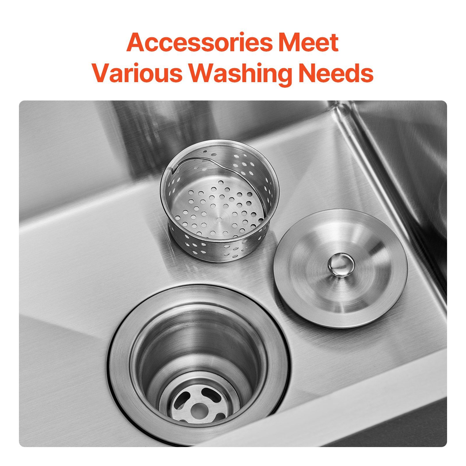 25 inch Kitchen Sink Workstation, 304 Stainless Steel Top Mount Sinks, Drop-In Single Bowl Farmhouse Basin with Accessories, Household Dishwasher Sinks for RV, Prep Kitchen, Laundry Room, Bar - Image 6
